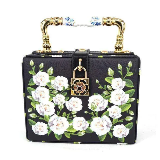 22 Designs, Rectangle Diamond evening flower Clutch bling Bags