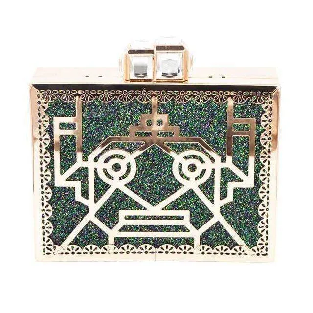 22 Designs, Rectangle Diamond evening flower Clutch bling Bags
