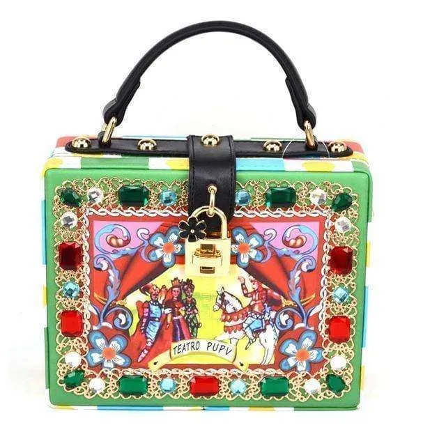 22 Designs, Rectangle Diamond evening flower Clutch bling Bags