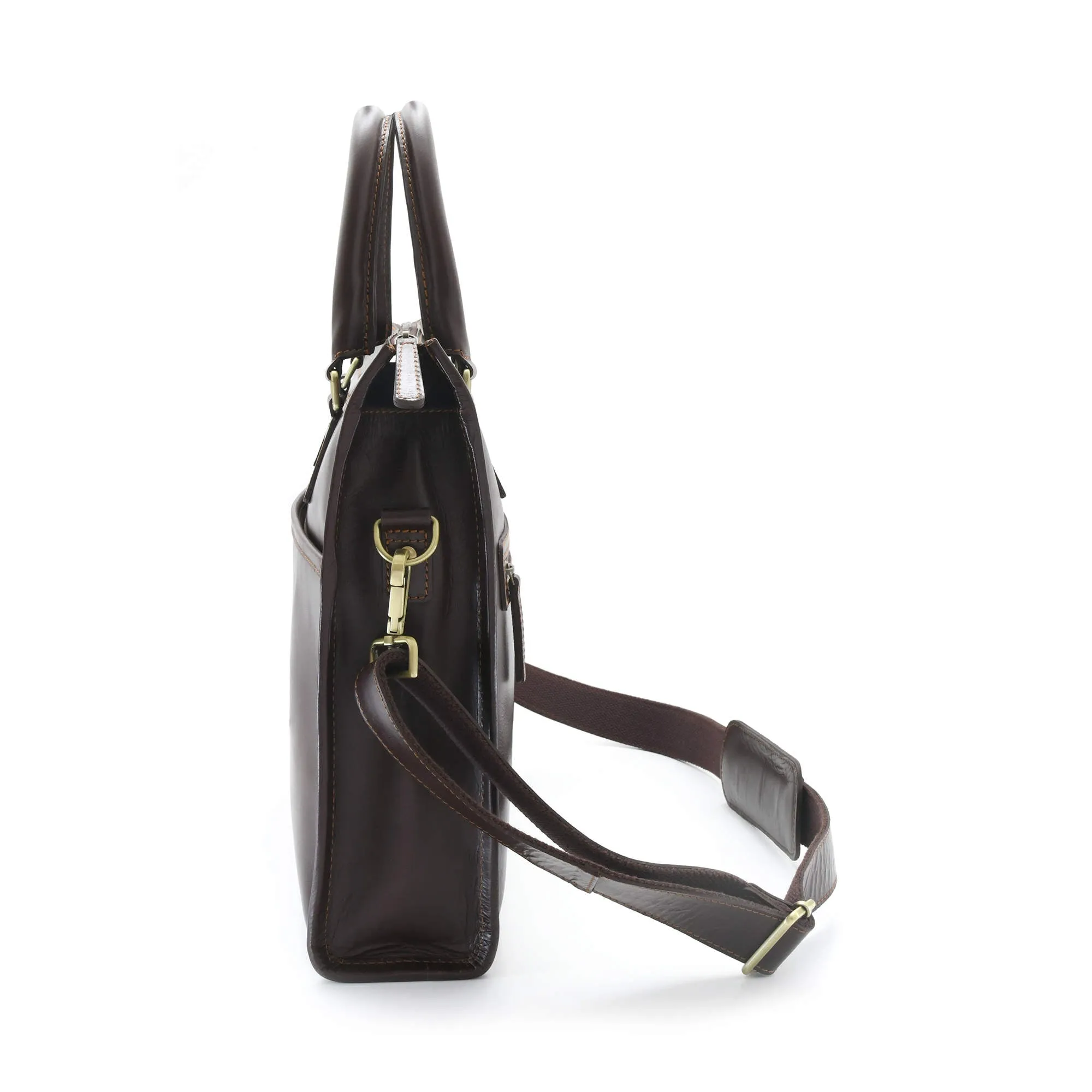 392008 Portfolio Briefcase Bag in Full Grain Dark Brown Leather | Style n Craft