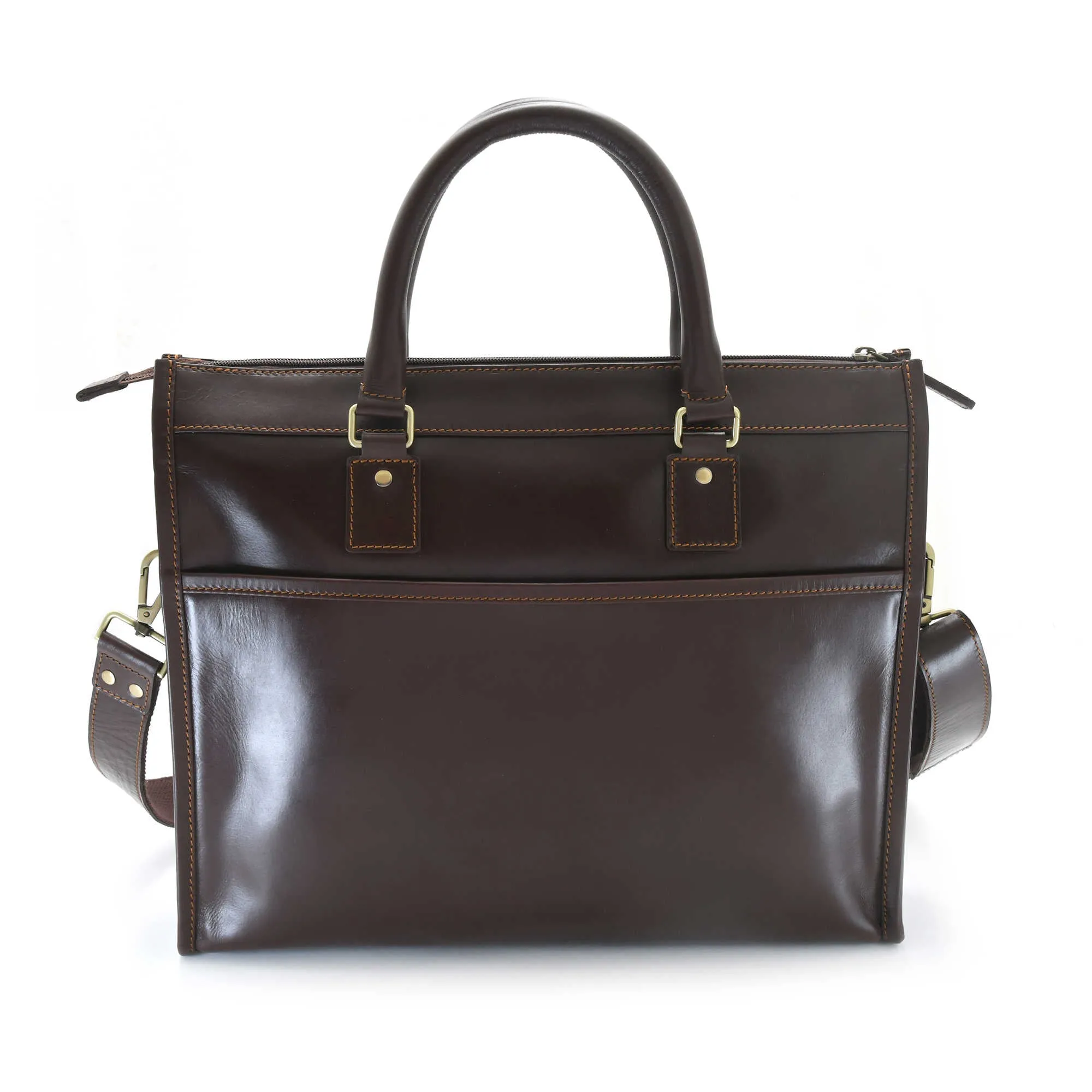 392008 Portfolio Briefcase Bag in Full Grain Dark Brown Leather | Style n Craft