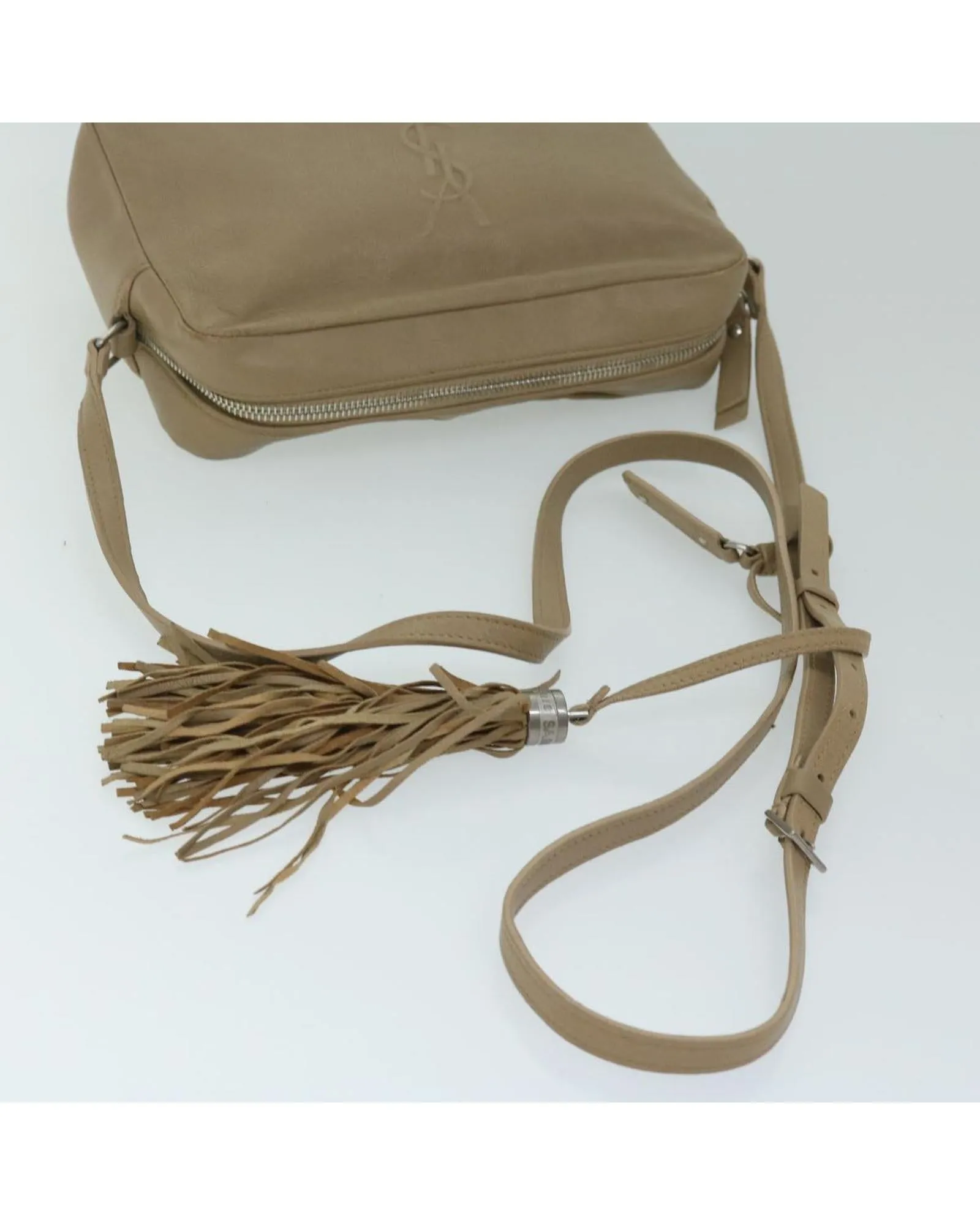 Beige Leather Shoulder Bag by Saint Laurent
