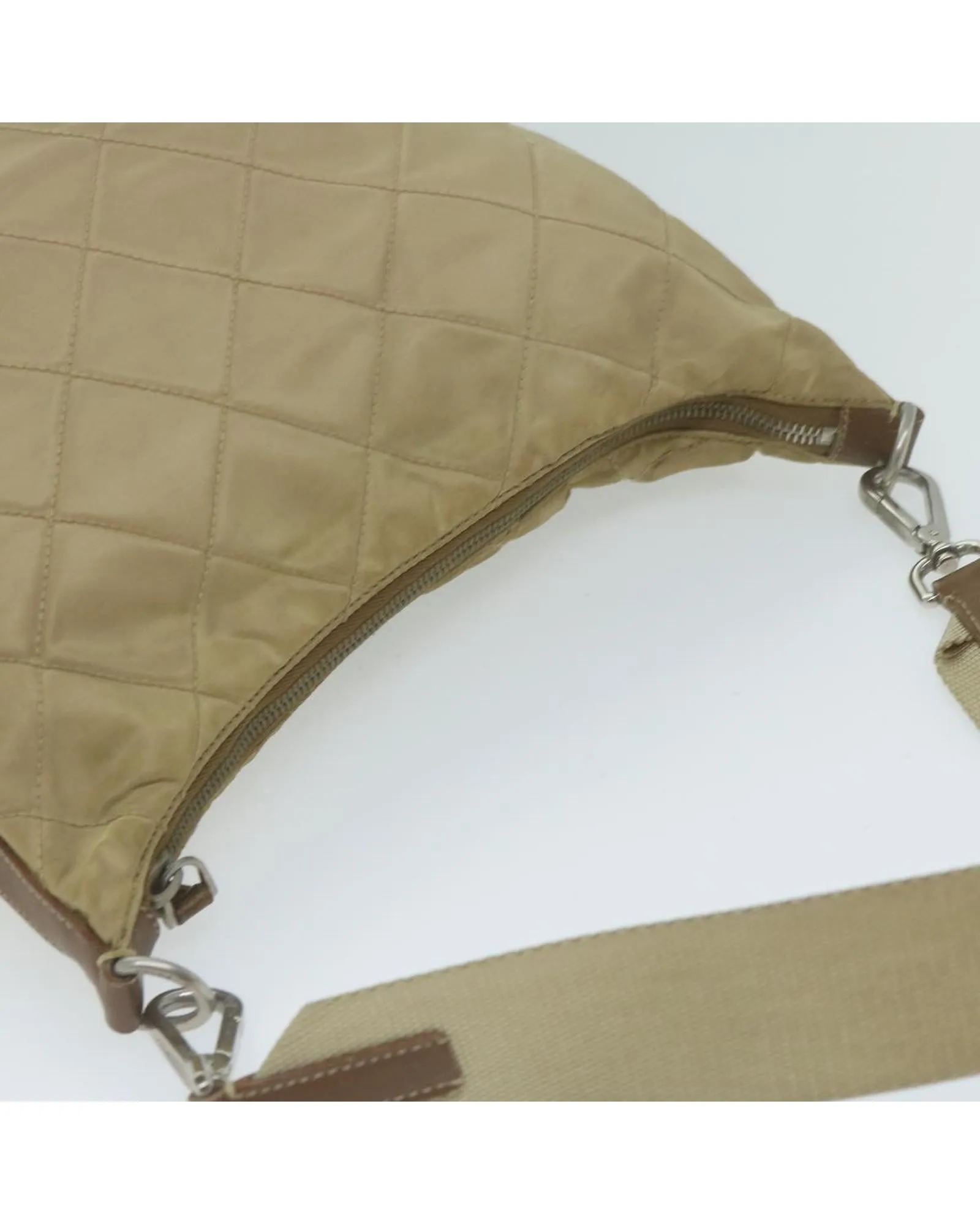 Beige Nylon Shoulder Bag by a Luxury Designer