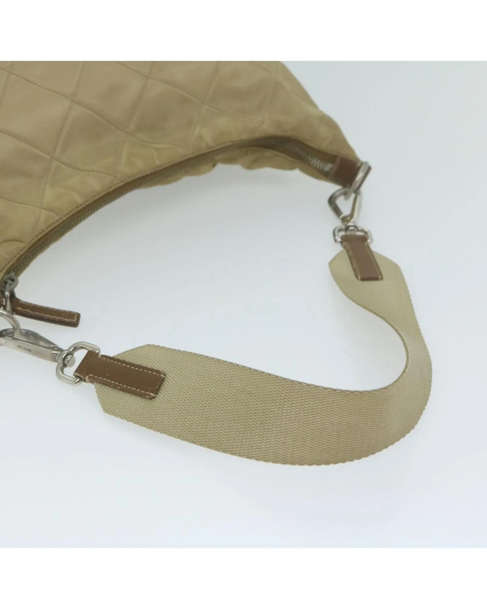 Beige Nylon Shoulder Bag by a Luxury Designer