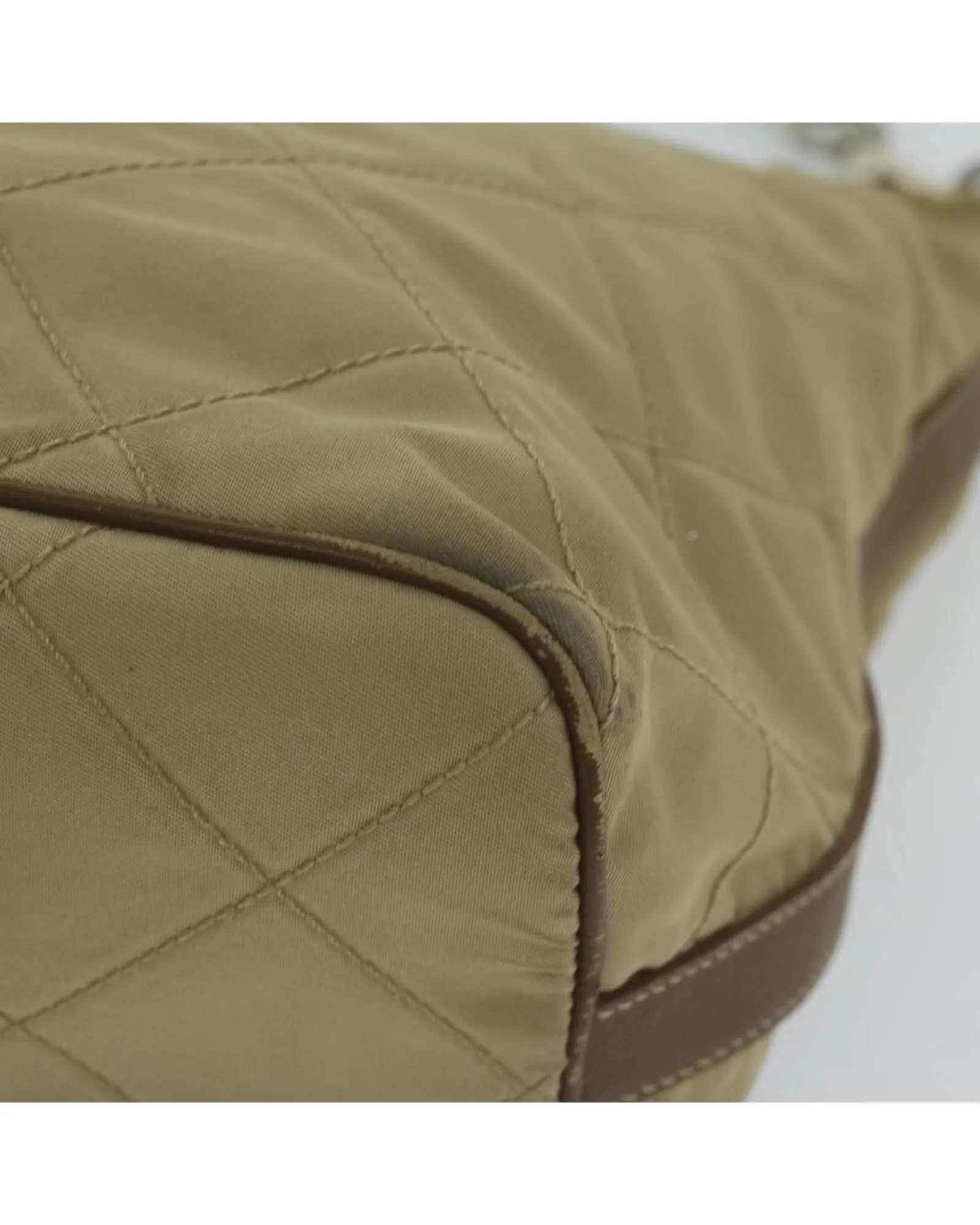 Beige Nylon Shoulder Bag by a Luxury Designer