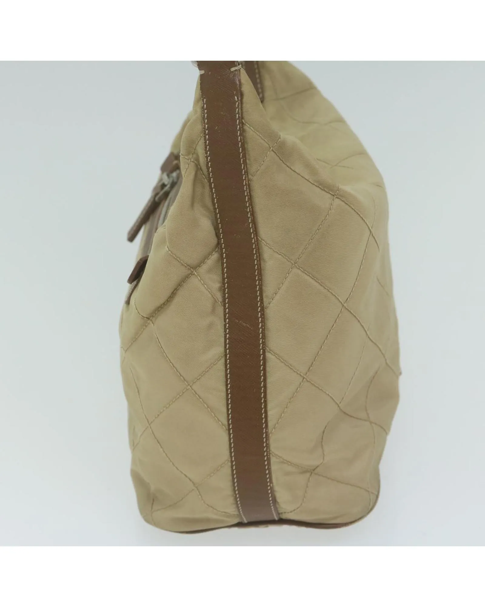 Beige Nylon Shoulder Bag by a Luxury Designer