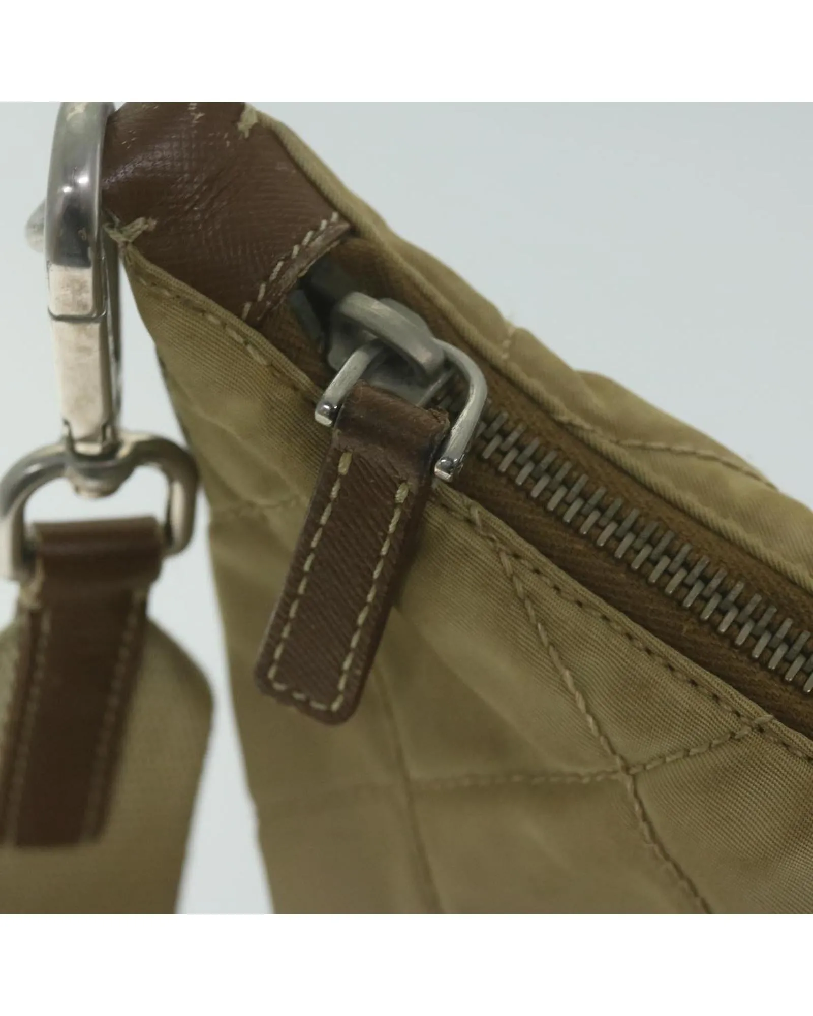 Beige Nylon Shoulder Bag by a Luxury Designer