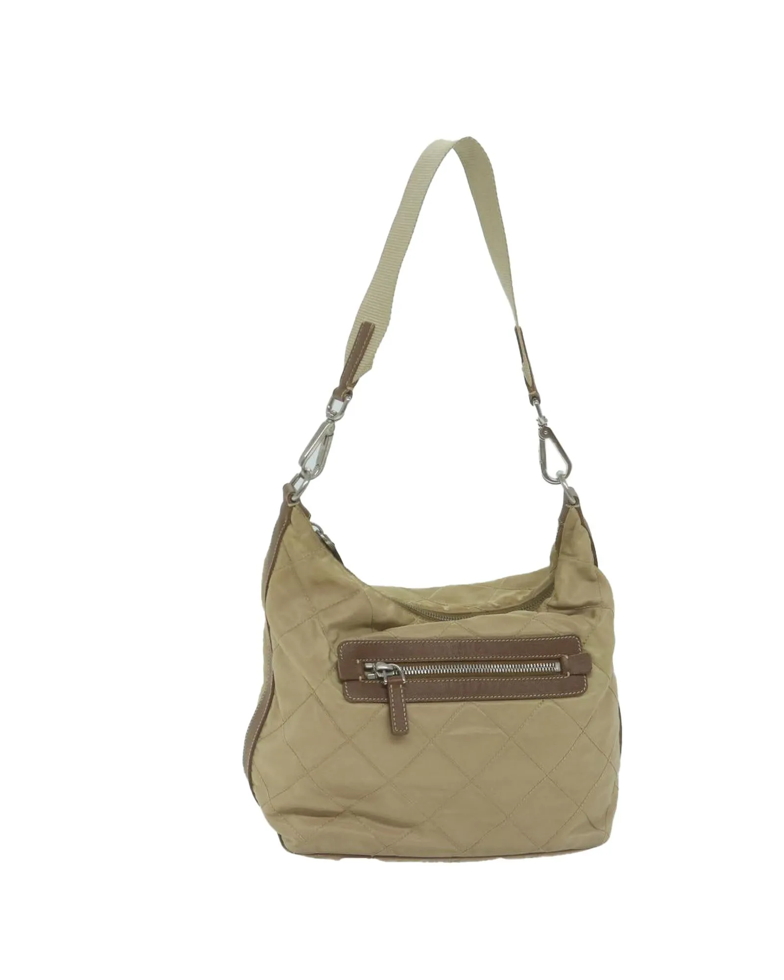 Beige Nylon Shoulder Bag by a Luxury Designer