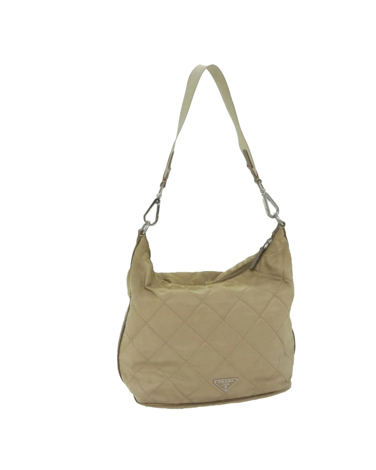 Beige Nylon Shoulder Bag by a Luxury Designer