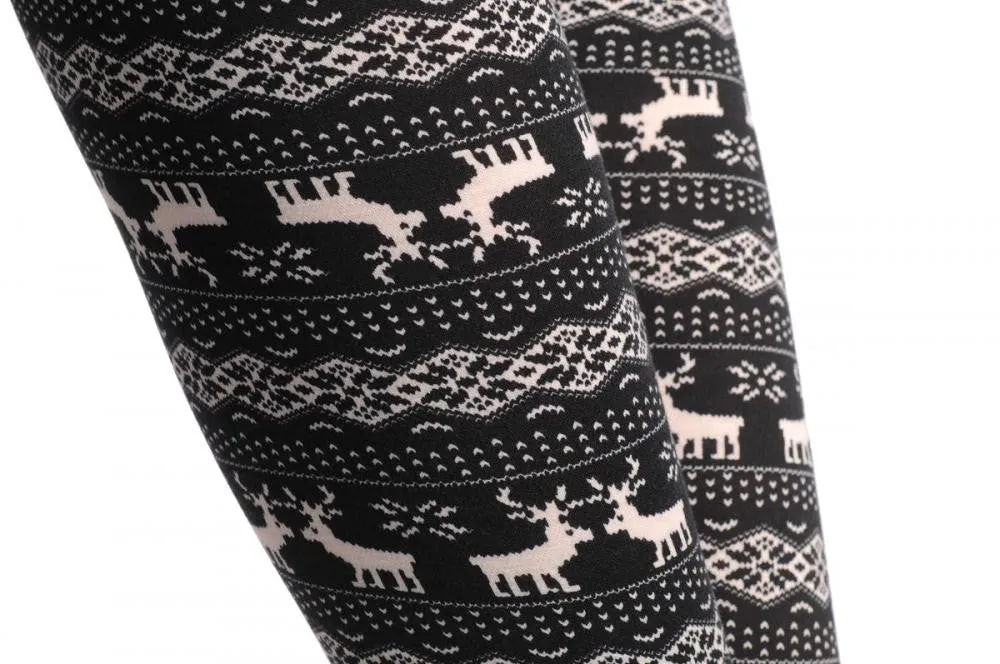 Black & White Reindeers Aztec Jacquard Knit Print