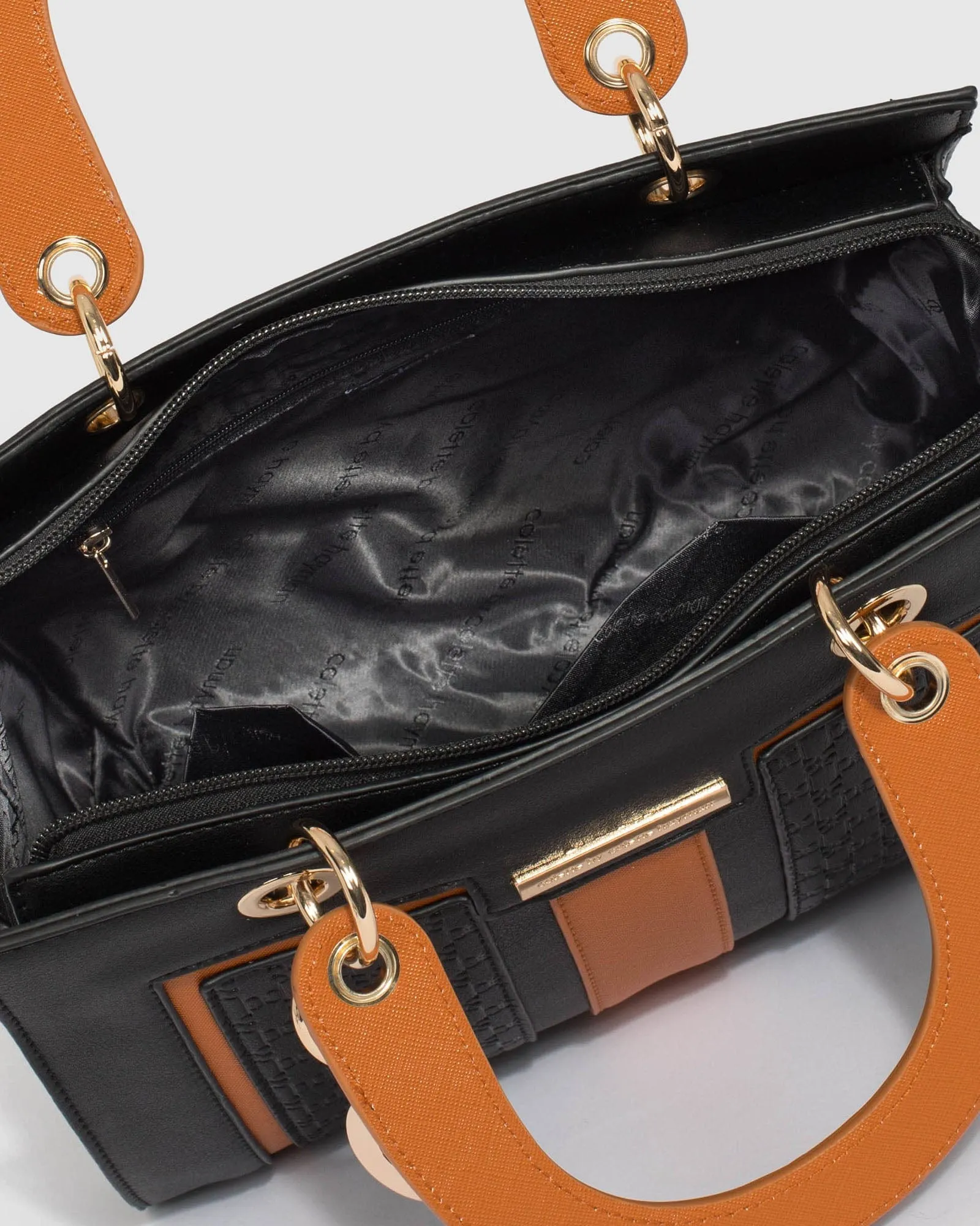 Black Ella Panel Tote Bag