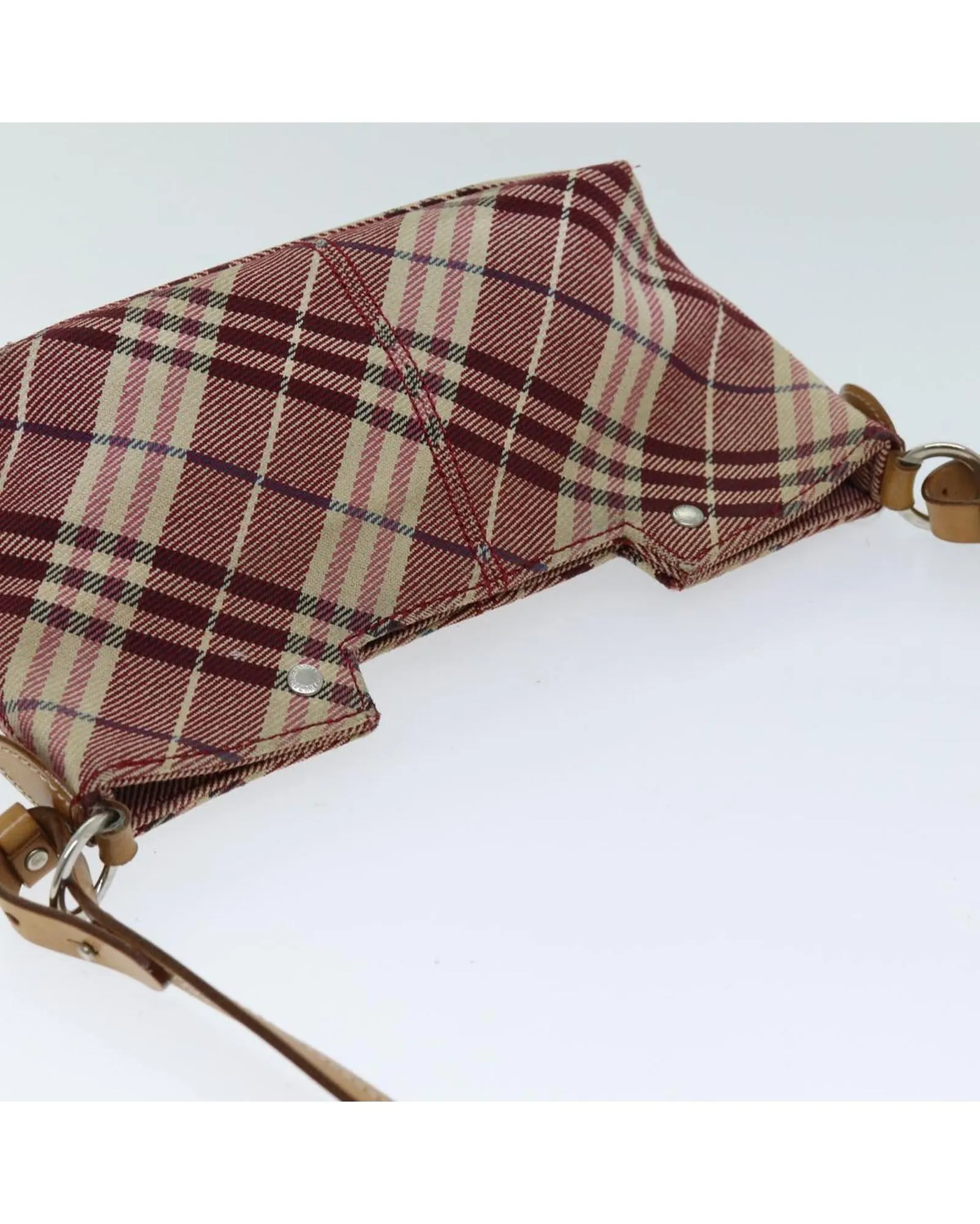 Canvas Shoulder Bag with Nova Check Pattern in Red
