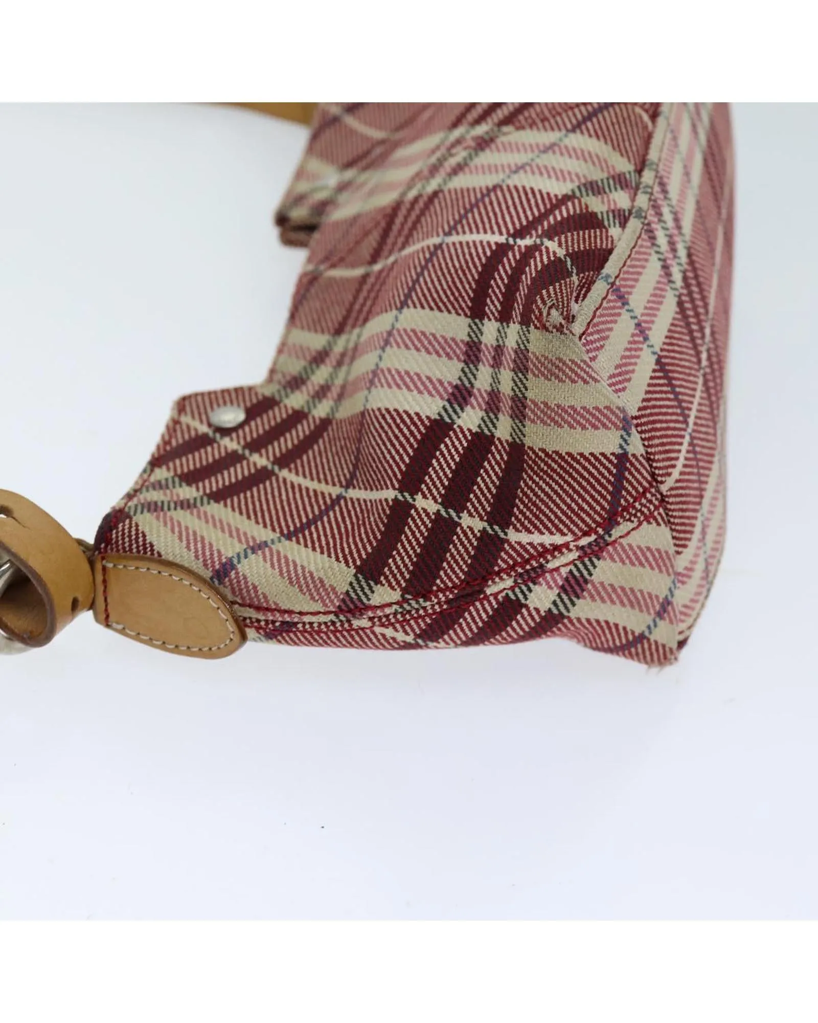 Canvas Shoulder Bag with Nova Check Pattern in Red