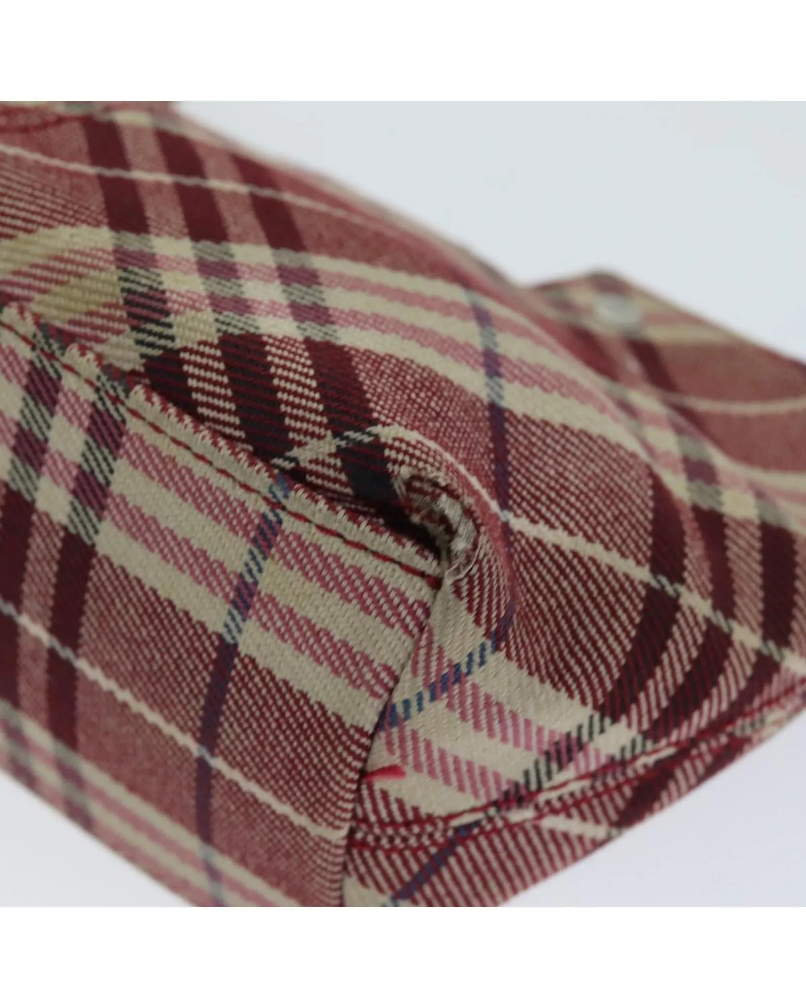 Canvas Shoulder Bag with Nova Check Pattern in Red