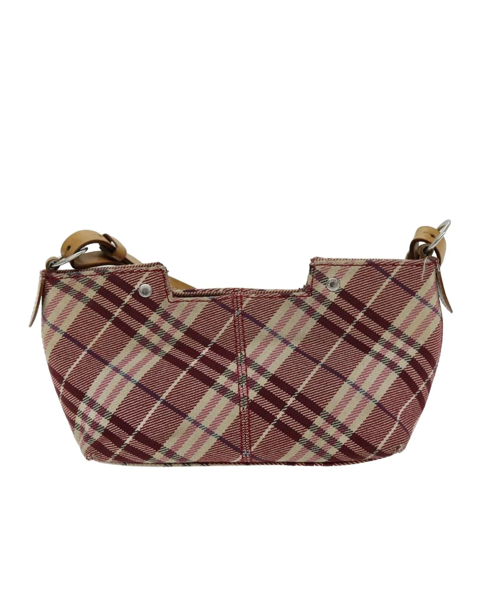 Canvas Shoulder Bag with Nova Check Pattern in Red