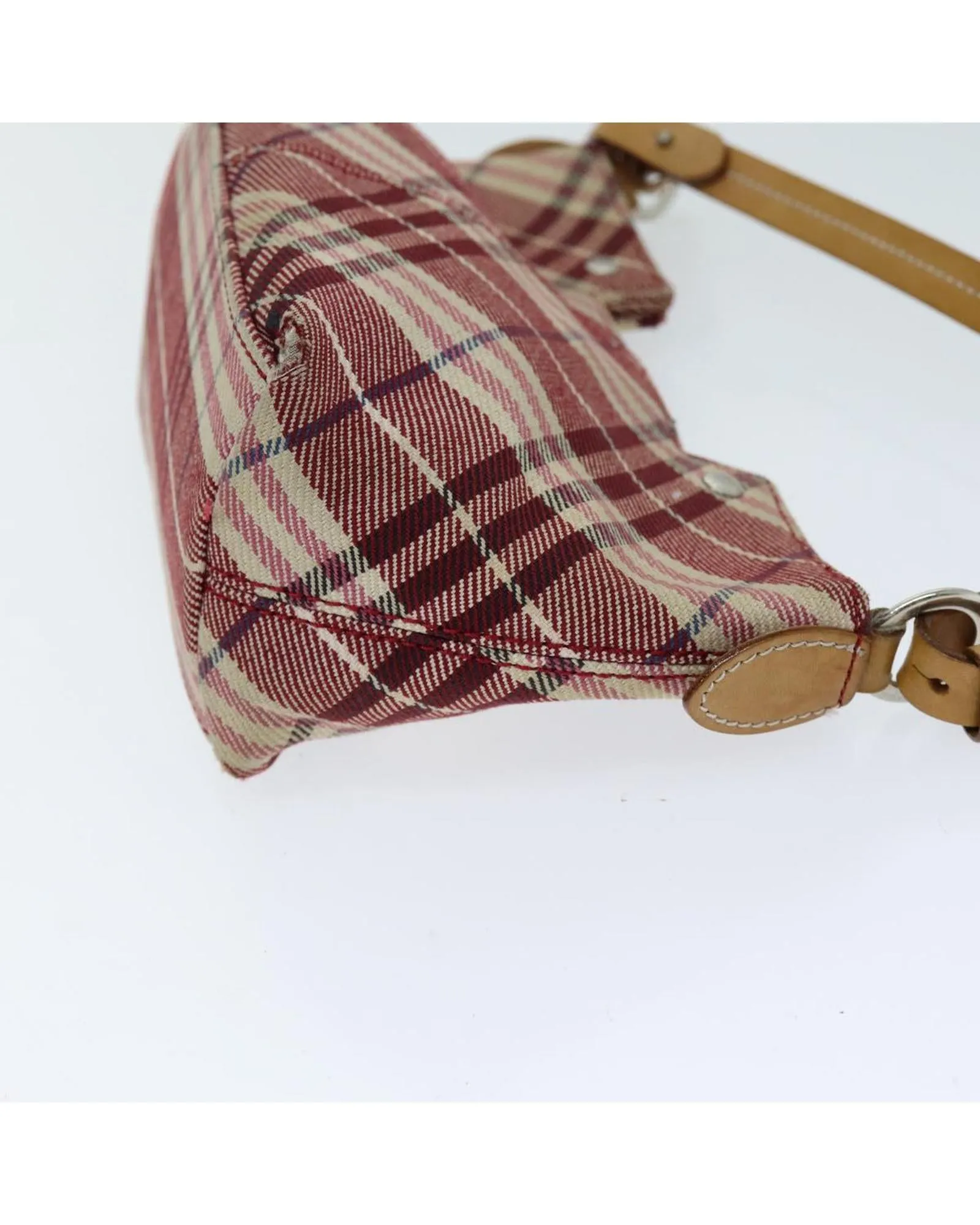 Canvas Shoulder Bag with Nova Check Pattern in Red
