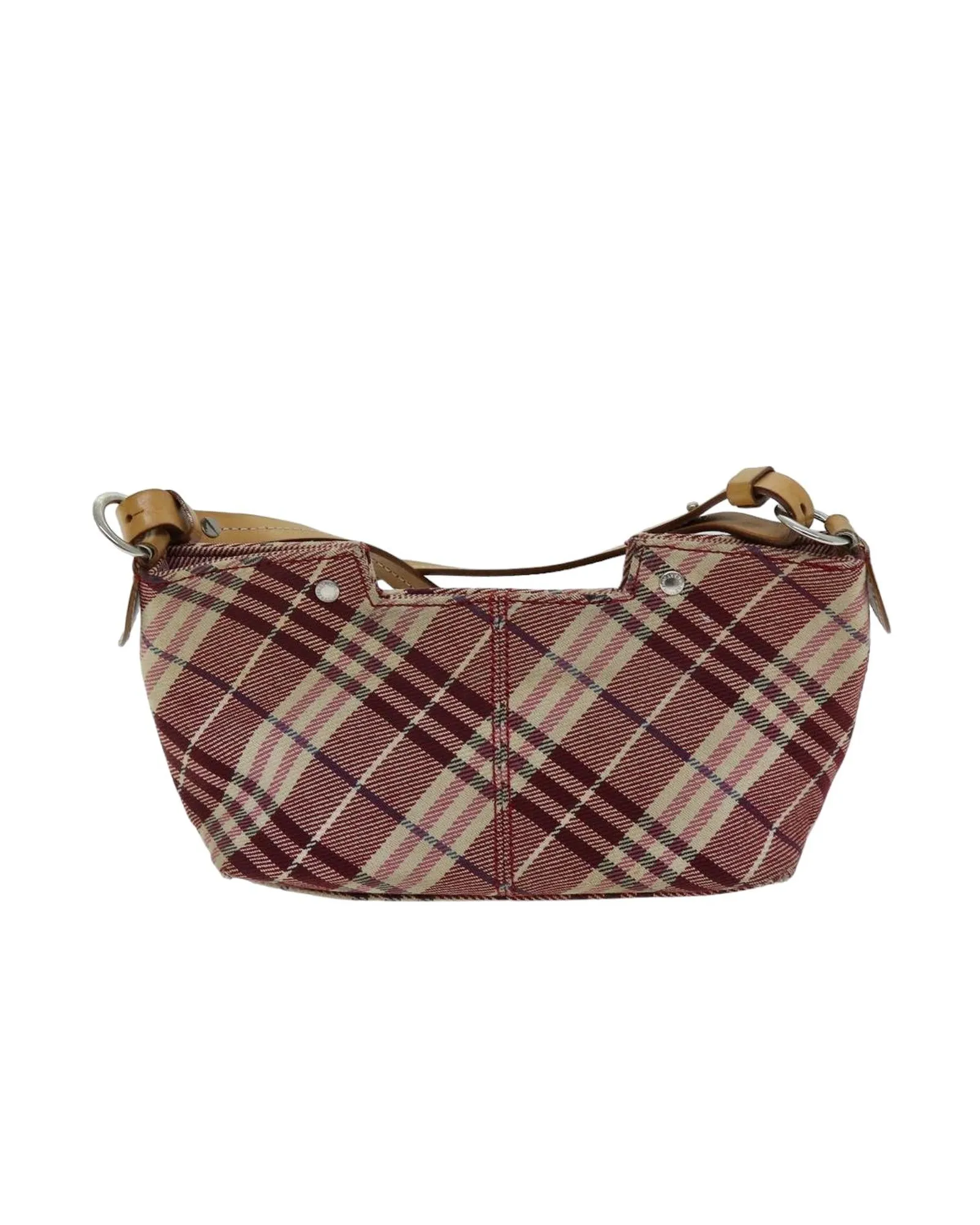 Canvas Shoulder Bag with Nova Check Pattern in Red