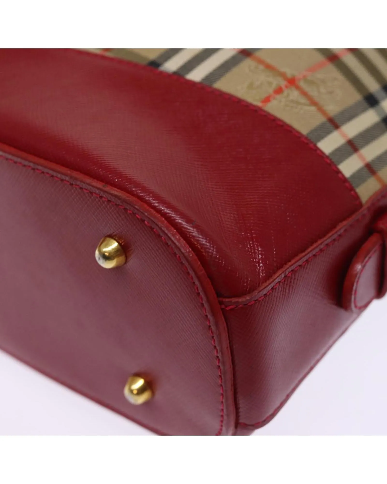 Checkered Canvas Shoulder Bag with Red Accents