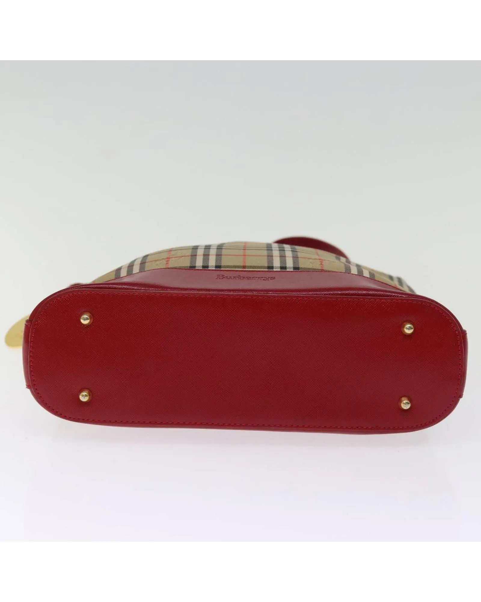 Checkered Canvas Shoulder Bag with Red Accents