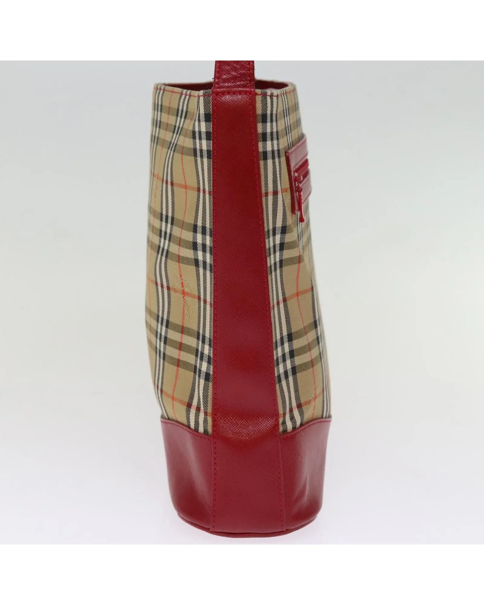 Checkered Canvas Shoulder Bag with Red Accents