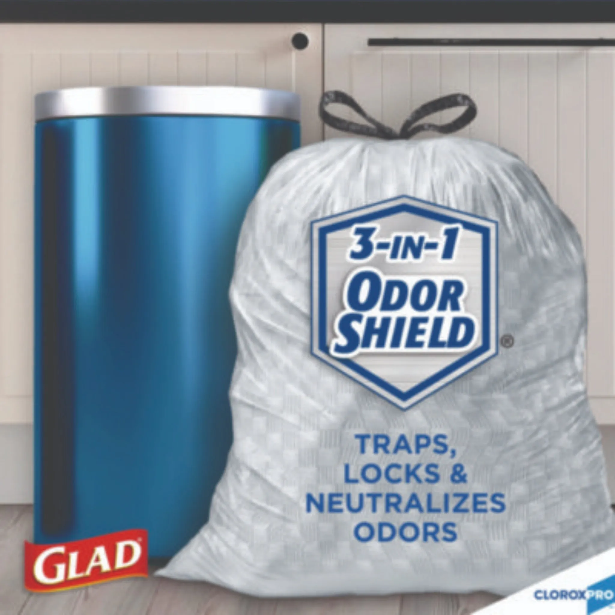 CLOROX SALES CO. GLAD CLO70427 ForceFlex Tall Kitchen Drawstring Trash Bags, 13 gal, 0.72 mil, Gray, 23.75" x 24.88", Carton of 100