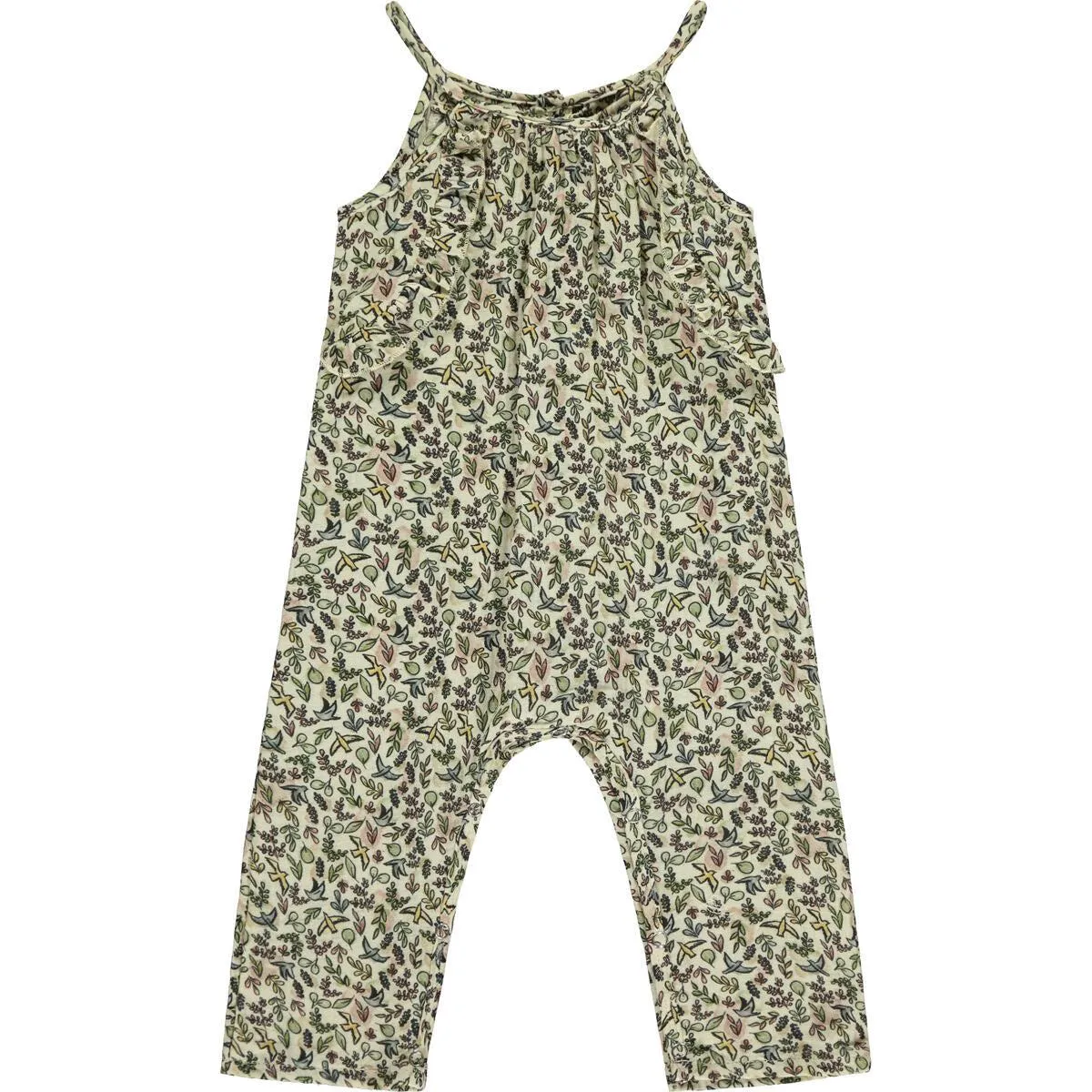 Ettie   H - Ruffle Tank Romper - Sand Birds