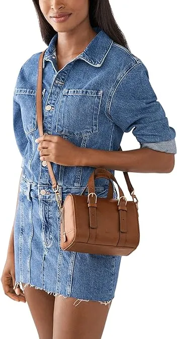 Fossil Carlie Women's Leather Mini Purse Bag, Brown