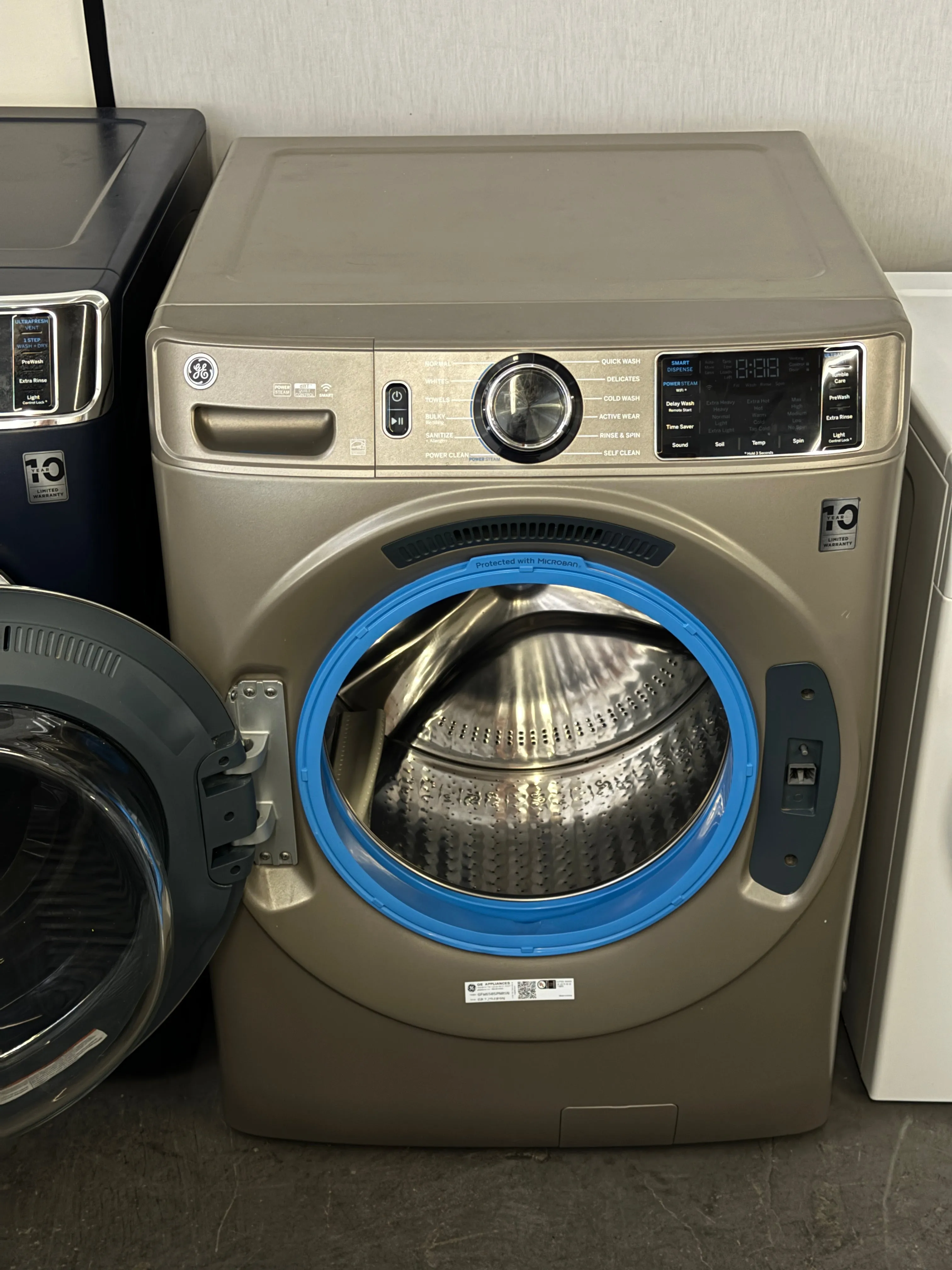 GE GFW650SPNSN 28 Inch Front Load Smart Washer with 4.8 Cu. Ft. Capacity, 12 Cycles, 9 Options, Sanitize   Allergen, UltraFresh, OdorBlock™, Microban®, SmartDispense™, dBT™, PowerSteam, ADA, and ENERGY STAR®: Satin Nickel