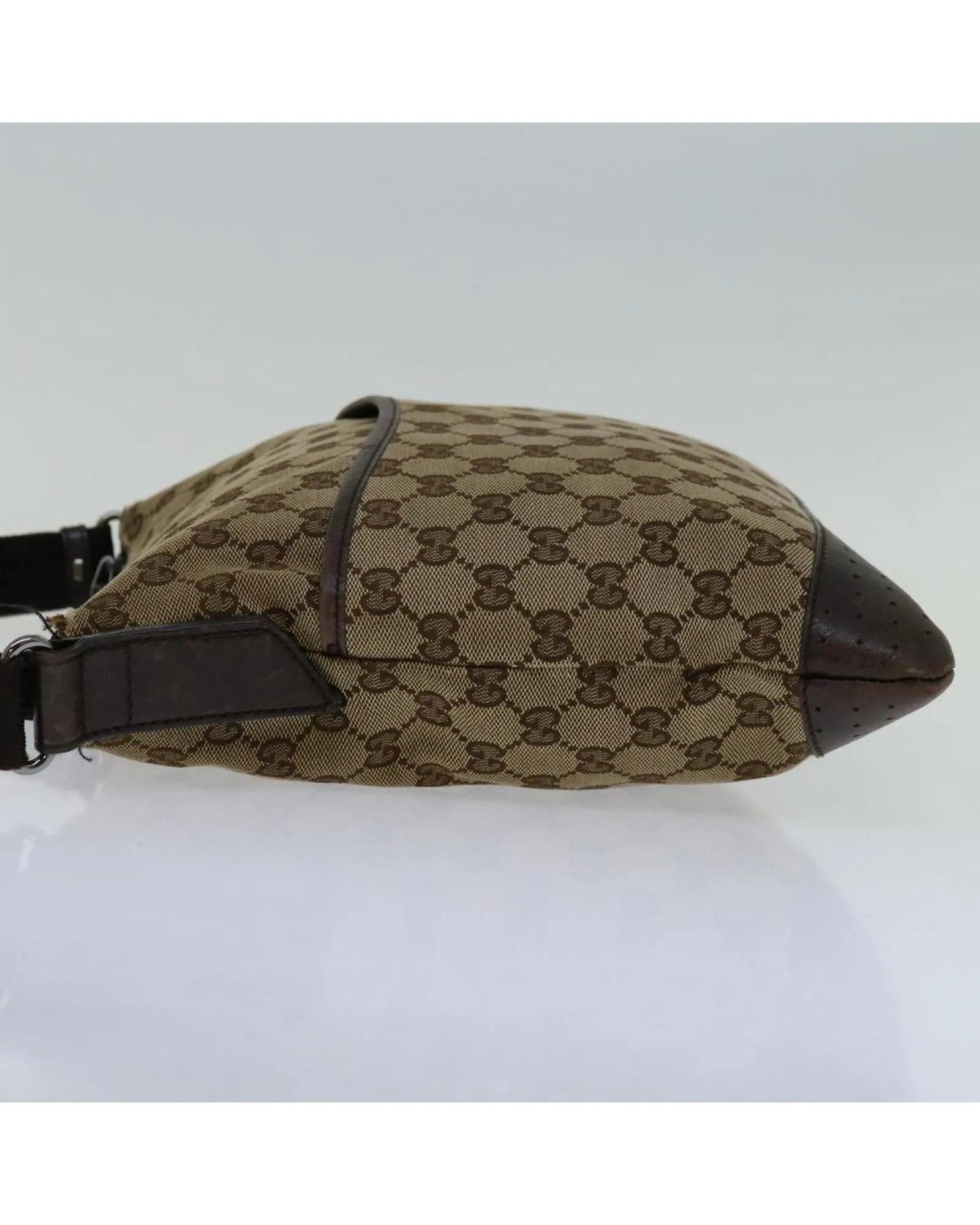 GG Canvas Shoulder Bag with Adjustable Strap and Multiple Pockets