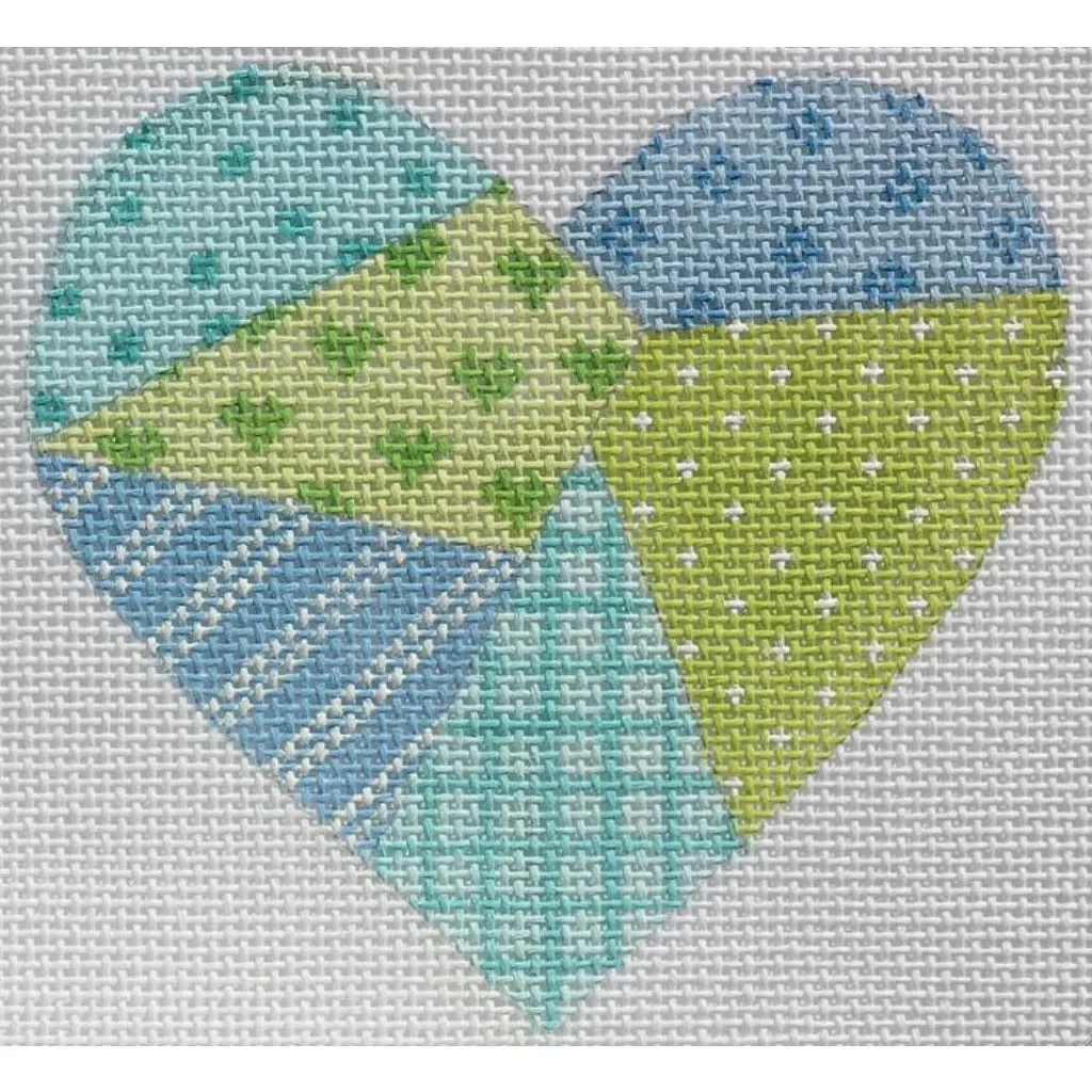 Green Patchwork Heart Canvas