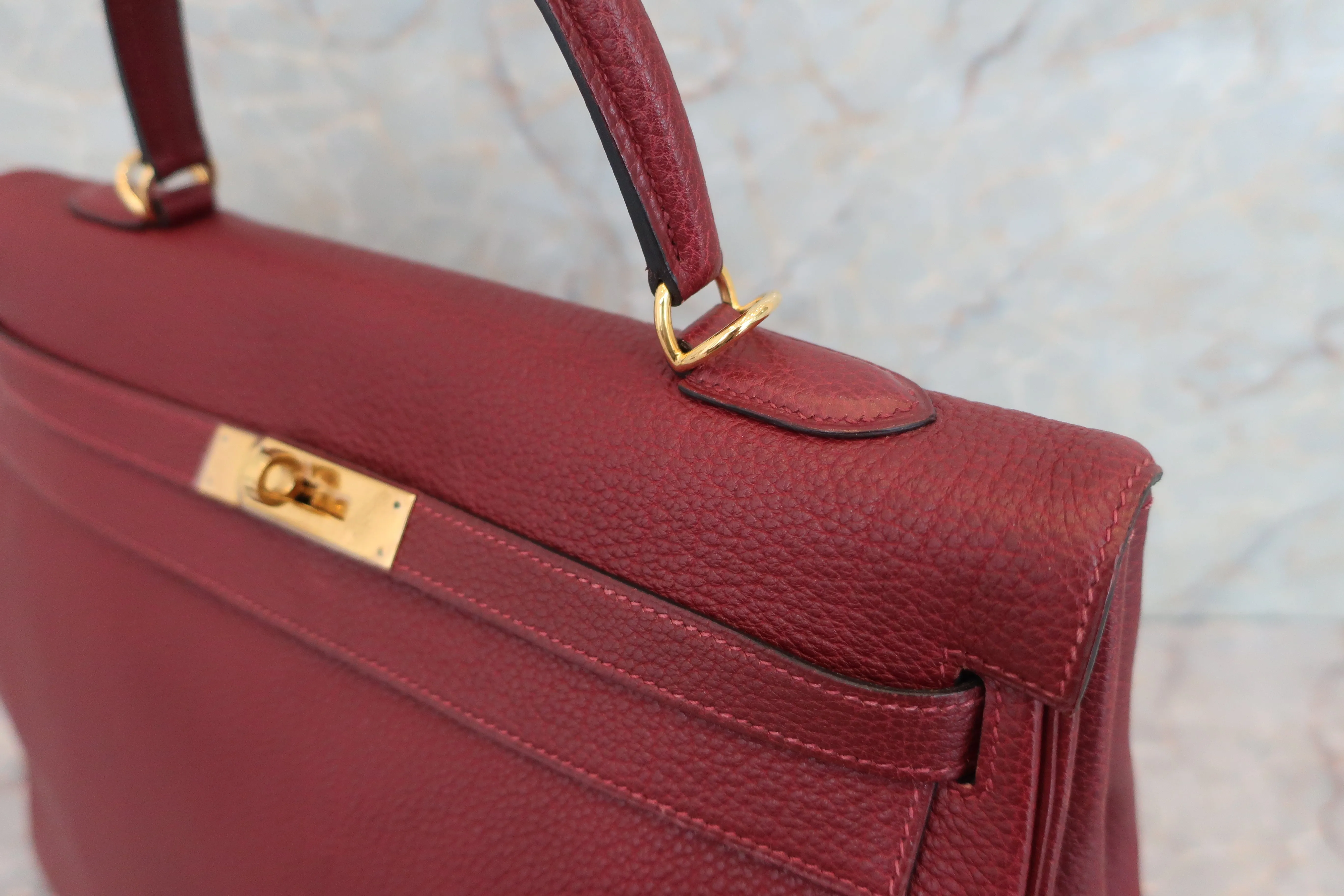 HERMES／エルメス ケリー35 トゴ ルージュアッシュ □E刻印 ショルダーバッグ 600080122