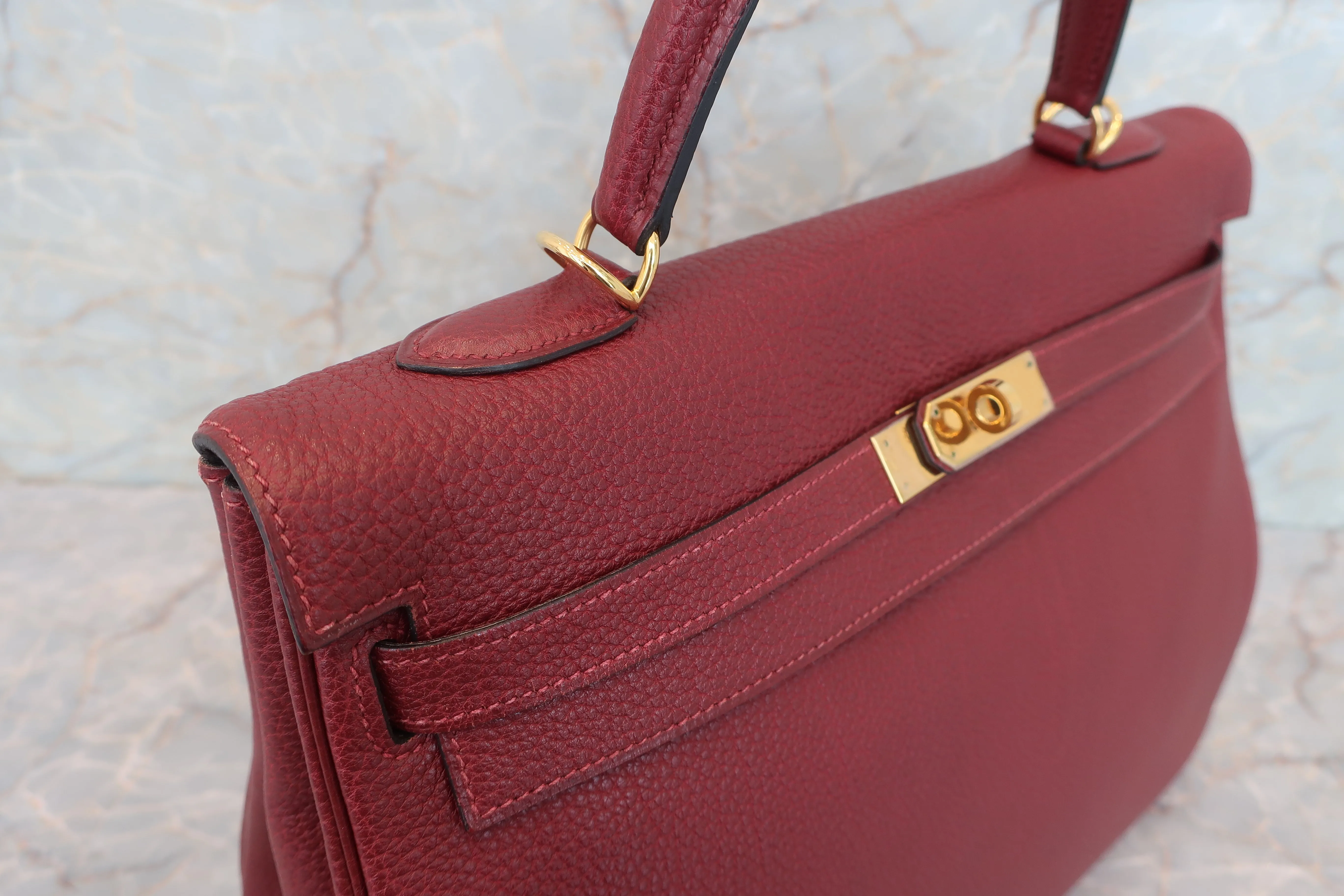 HERMES／エルメス ケリー35 トゴ ルージュアッシュ □E刻印 ショルダーバッグ 600080122