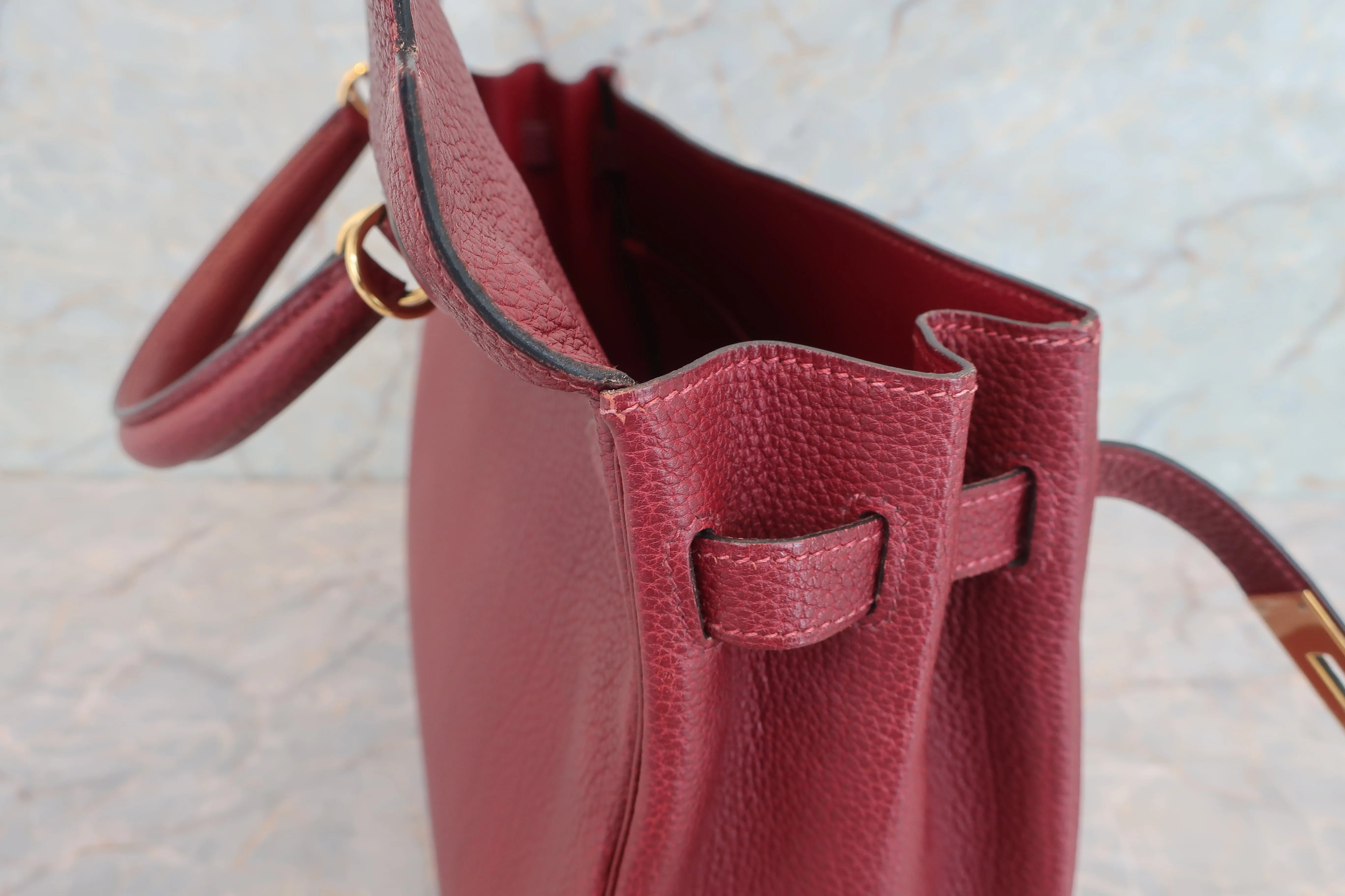 HERMES／エルメス ケリー35 トゴ ルージュアッシュ □E刻印 ショルダーバッグ 600080122