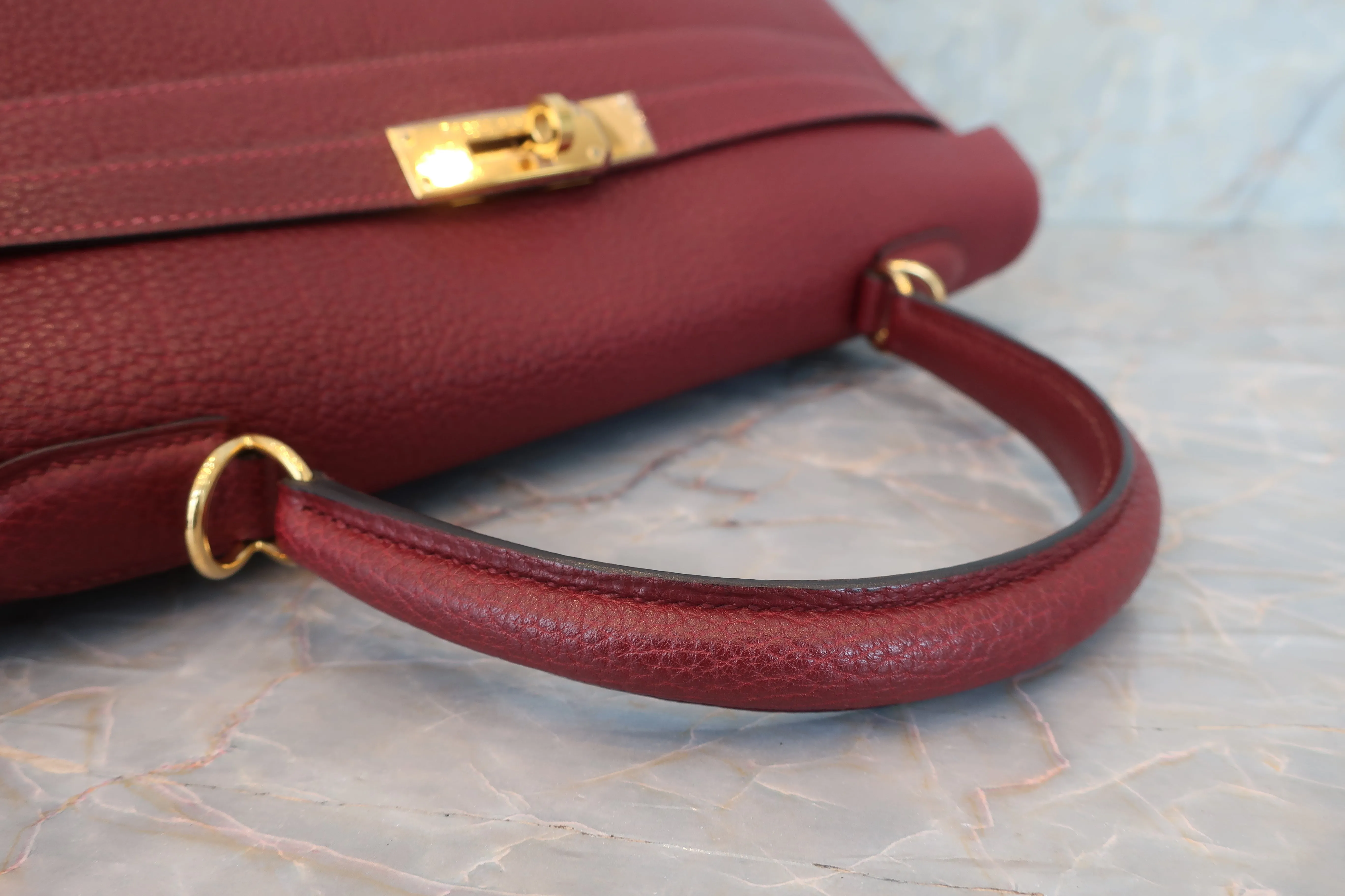 HERMES／エルメス ケリー35 トゴ ルージュアッシュ □E刻印 ショルダーバッグ 600080122