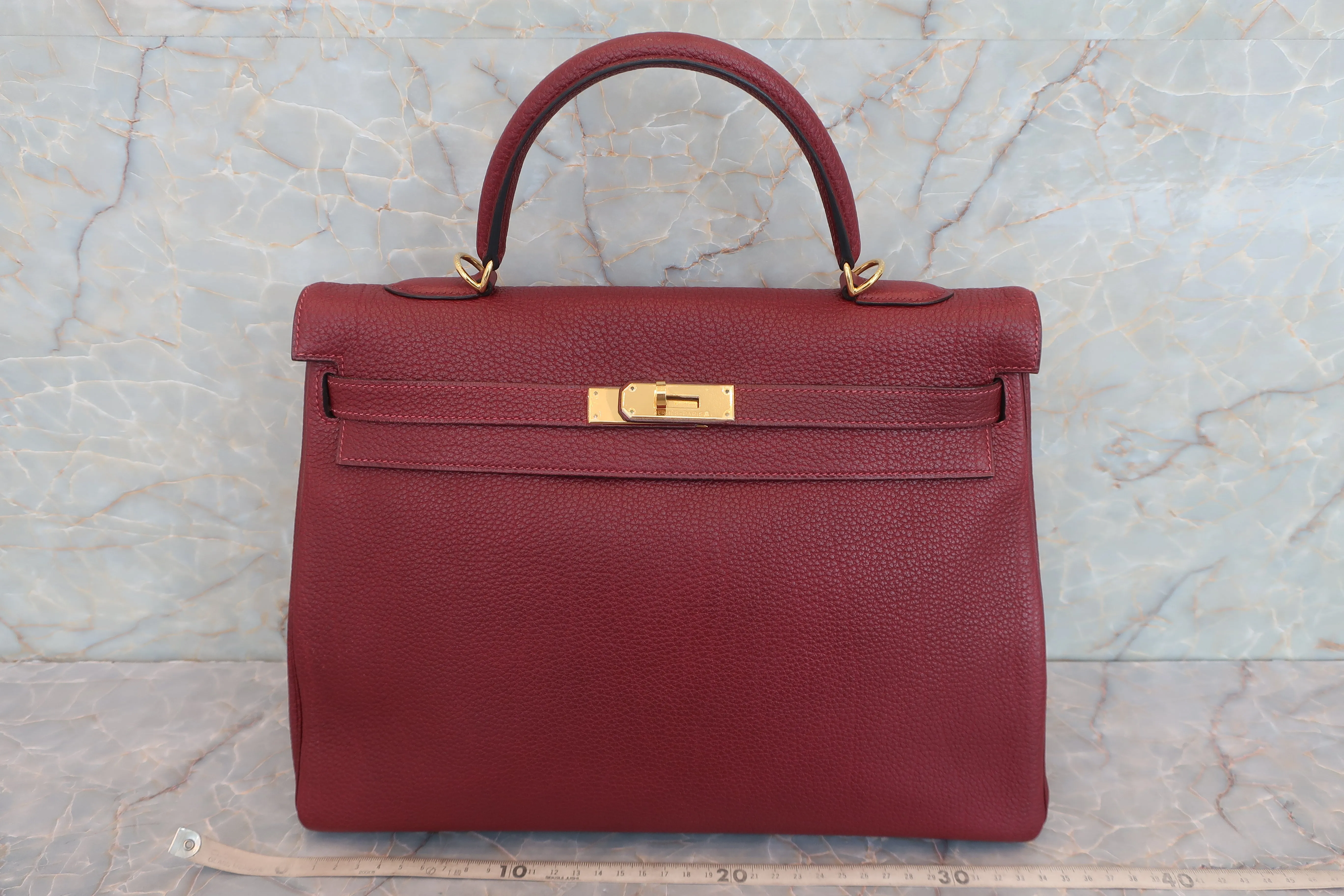 HERMES／エルメス ケリー35 トゴ ルージュアッシュ □E刻印 ショルダーバッグ 600080122
