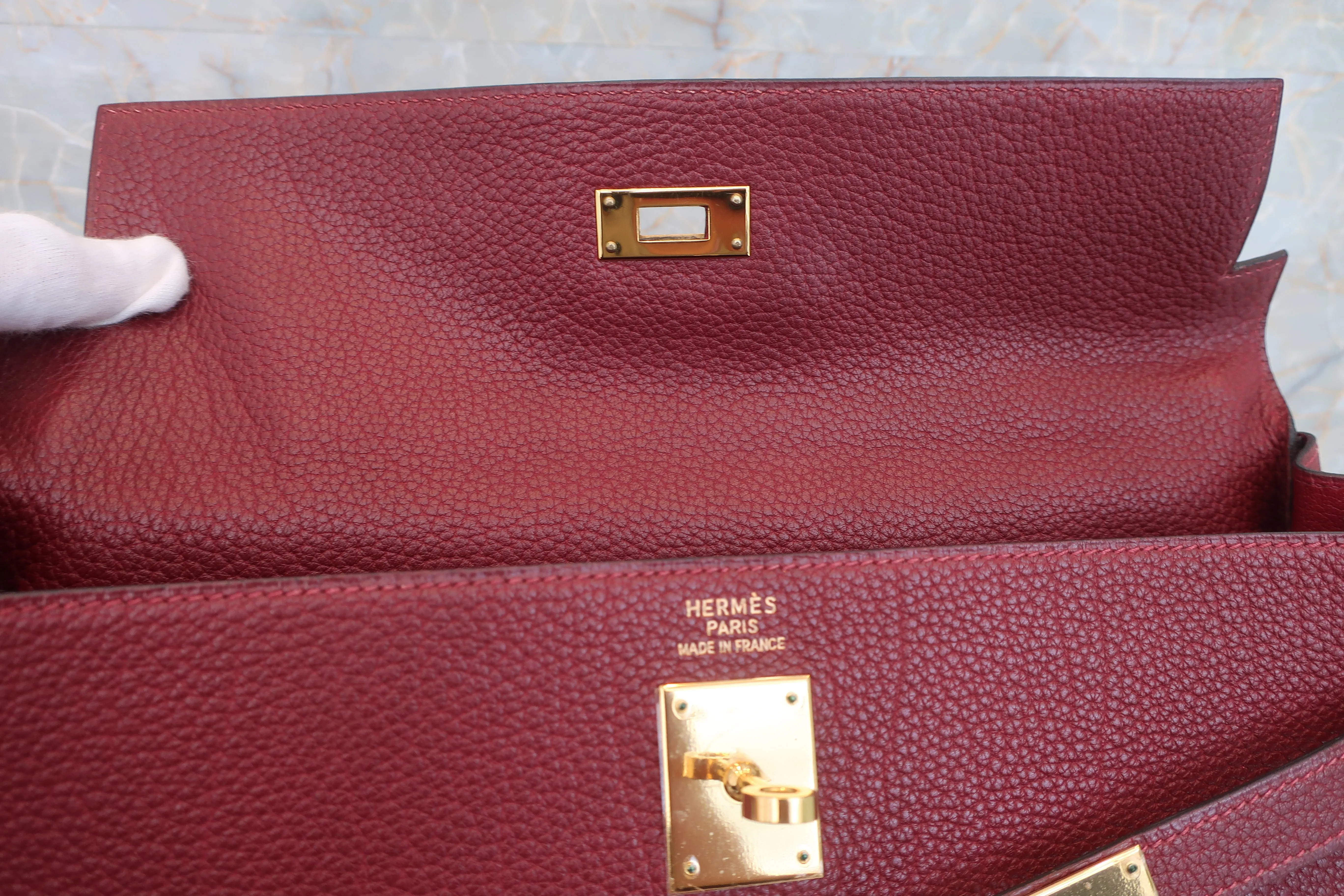 HERMES／エルメス ケリー35 トゴ ルージュアッシュ □E刻印 ショルダーバッグ 600080122