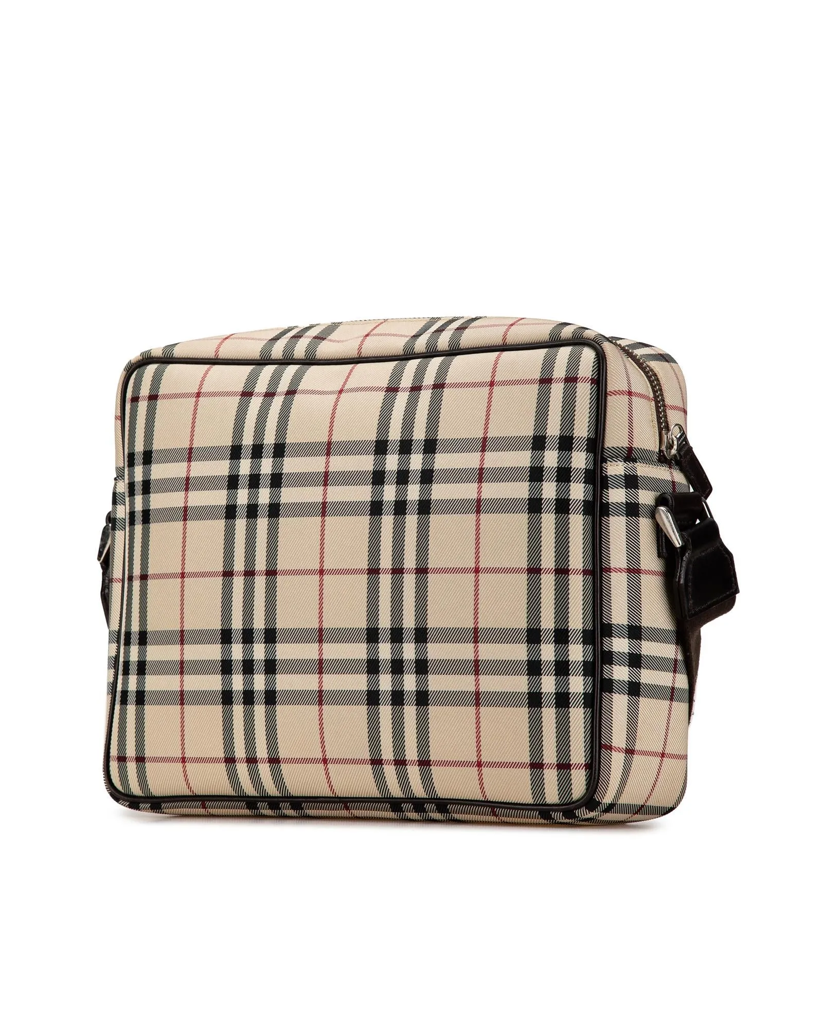 House Check Canvas Crossbody with Leather Trim and Adjustable Strap