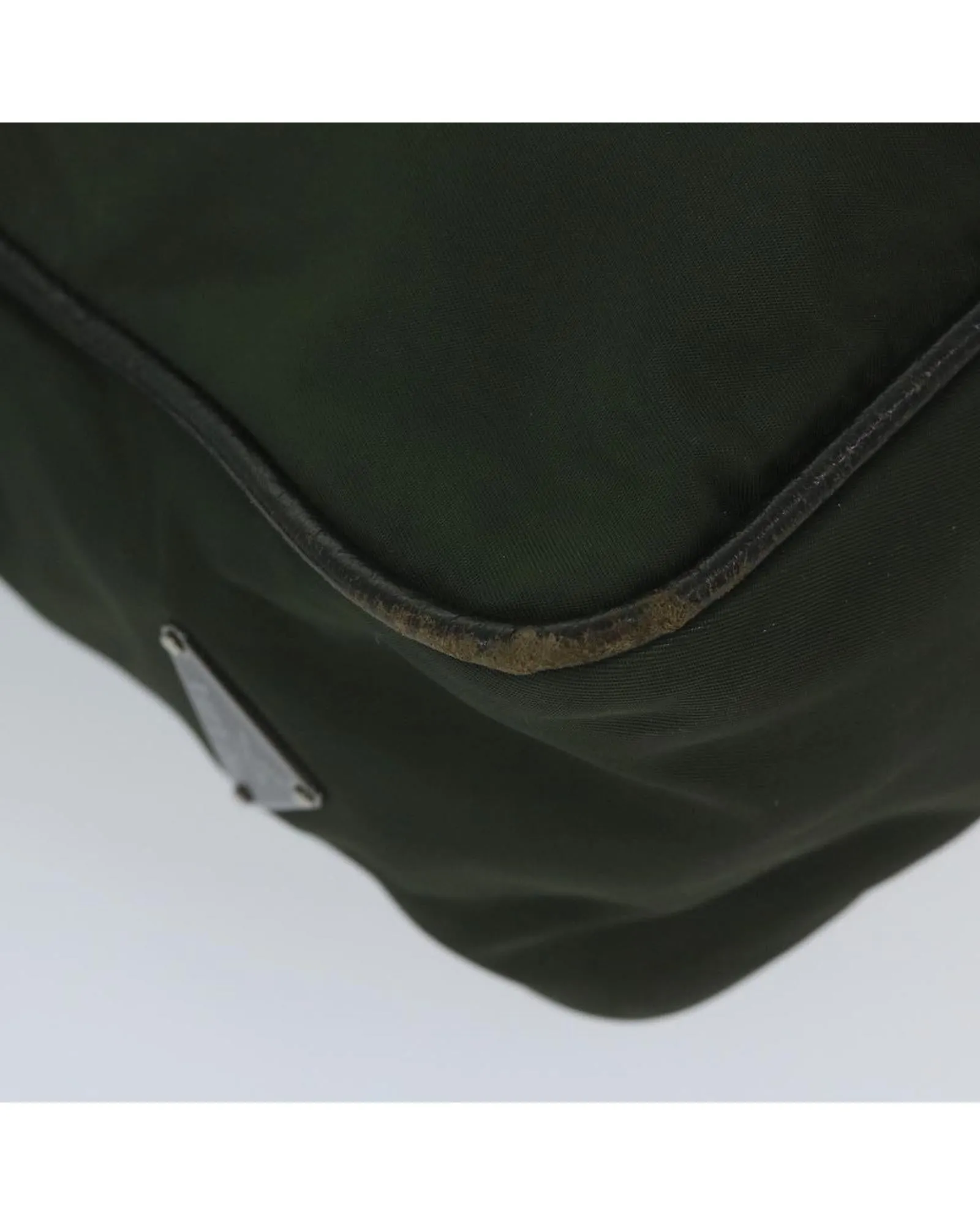Khaki Nylon Shoulder Bag with Accessory - Made in Italy