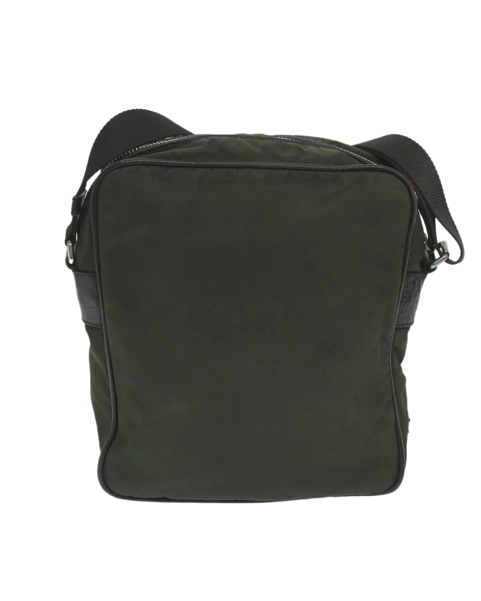 Khaki Nylon Shoulder Bag with Accessory - Made in Italy