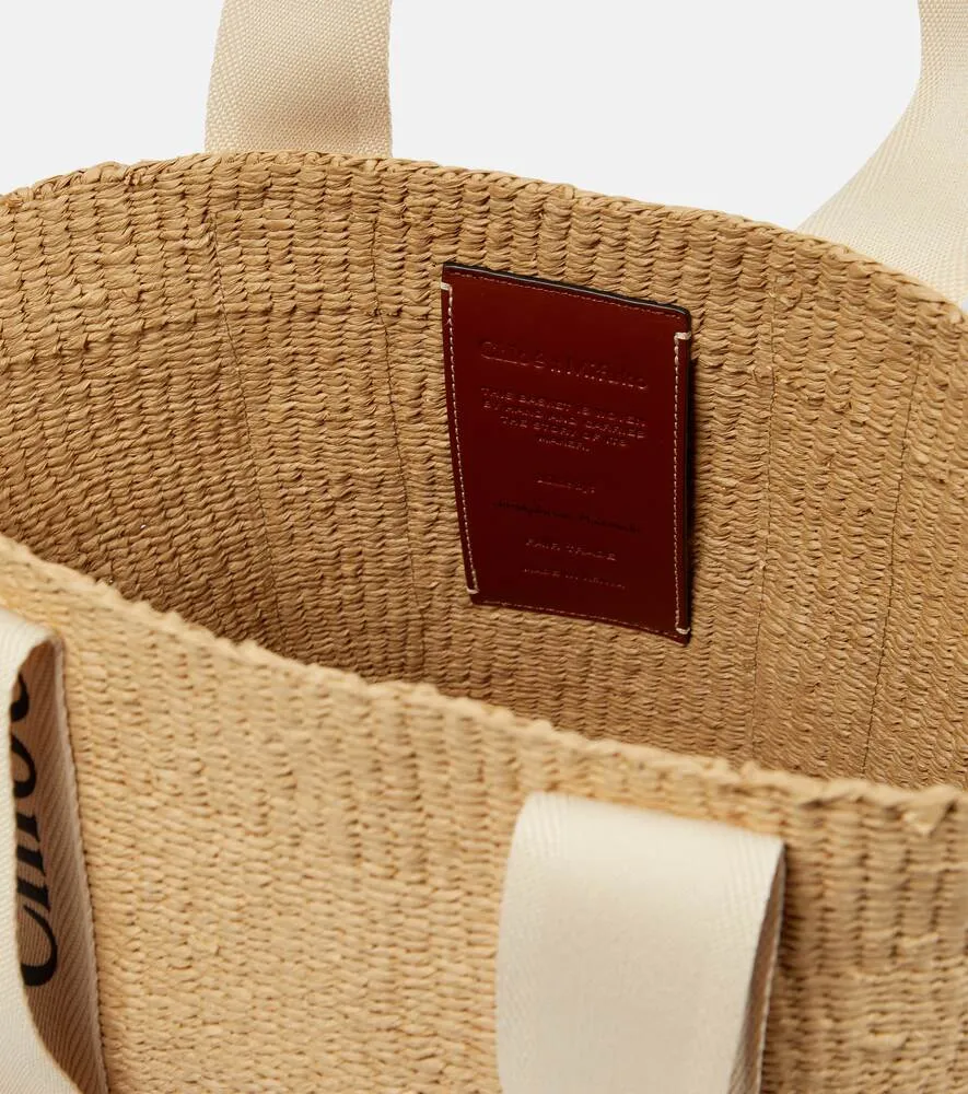Large raffia tote from collaboration with Mifuko Woody Chloé, neutral