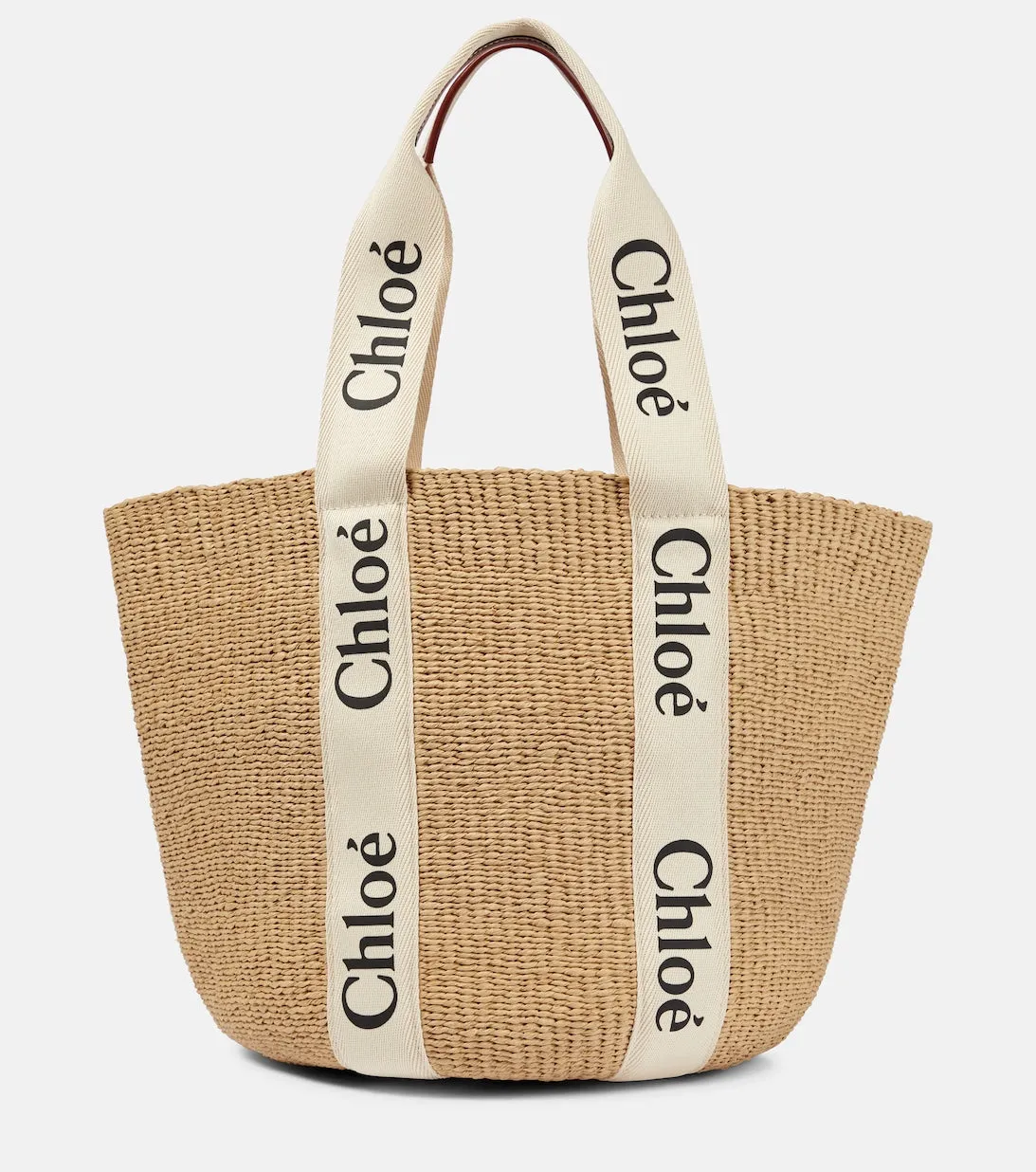Large raffia tote from collaboration with Mifuko Woody Chloé, neutral