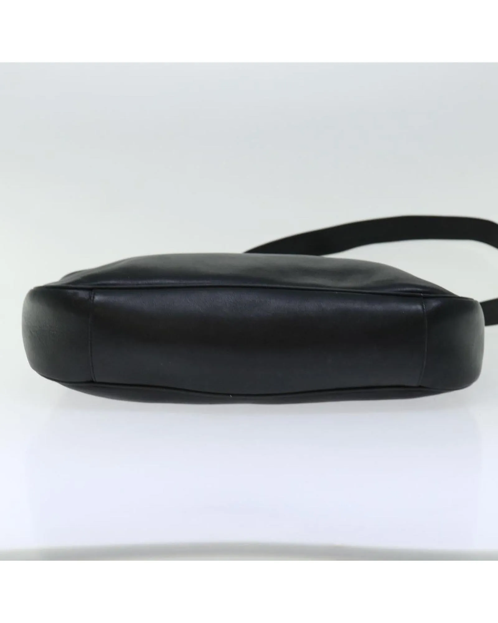 Leather 2Way Shoulder Bag with Bamboo Detail in Black
