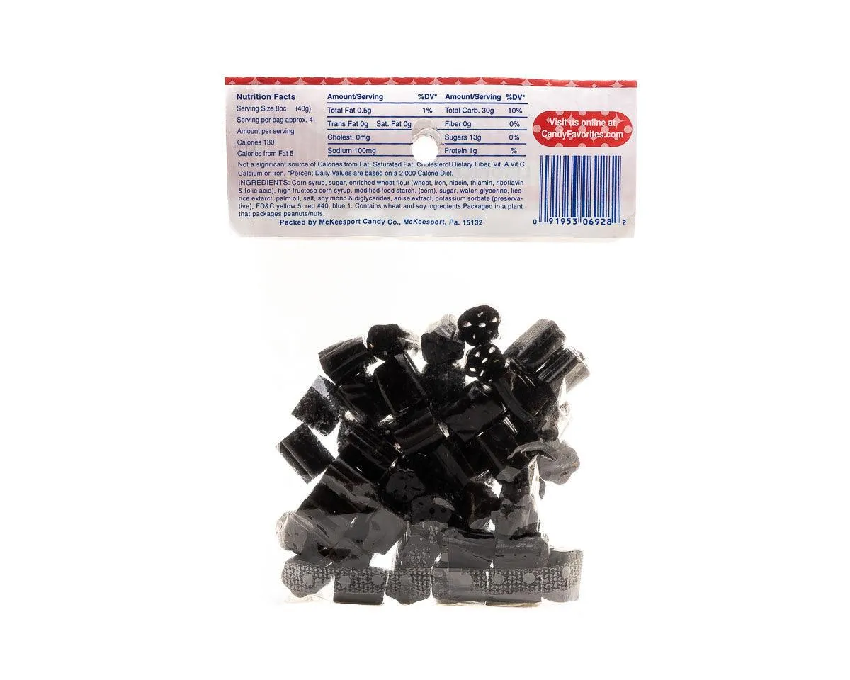 Licorice Bites Black 6 Ounce Peg Bags