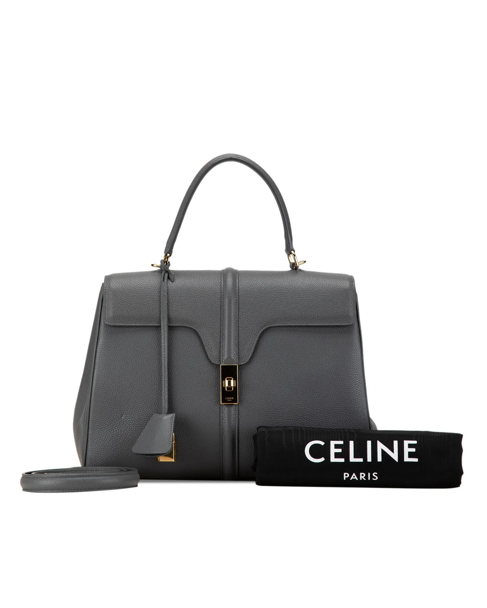 Medium Leather Satchel with Turn Lock Closure