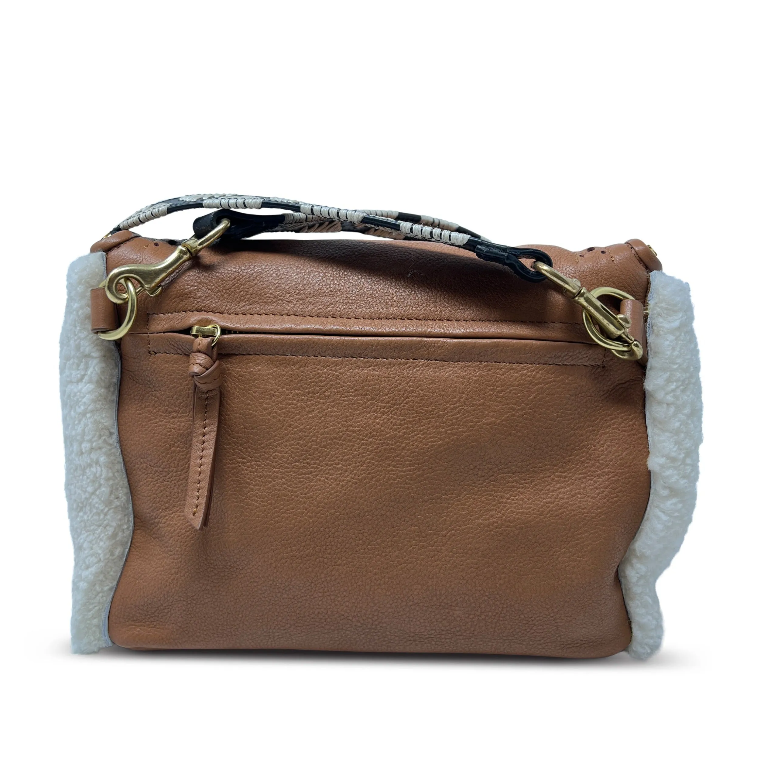 Mini Rough Night Crossbody - British Tan and Nat Shearling