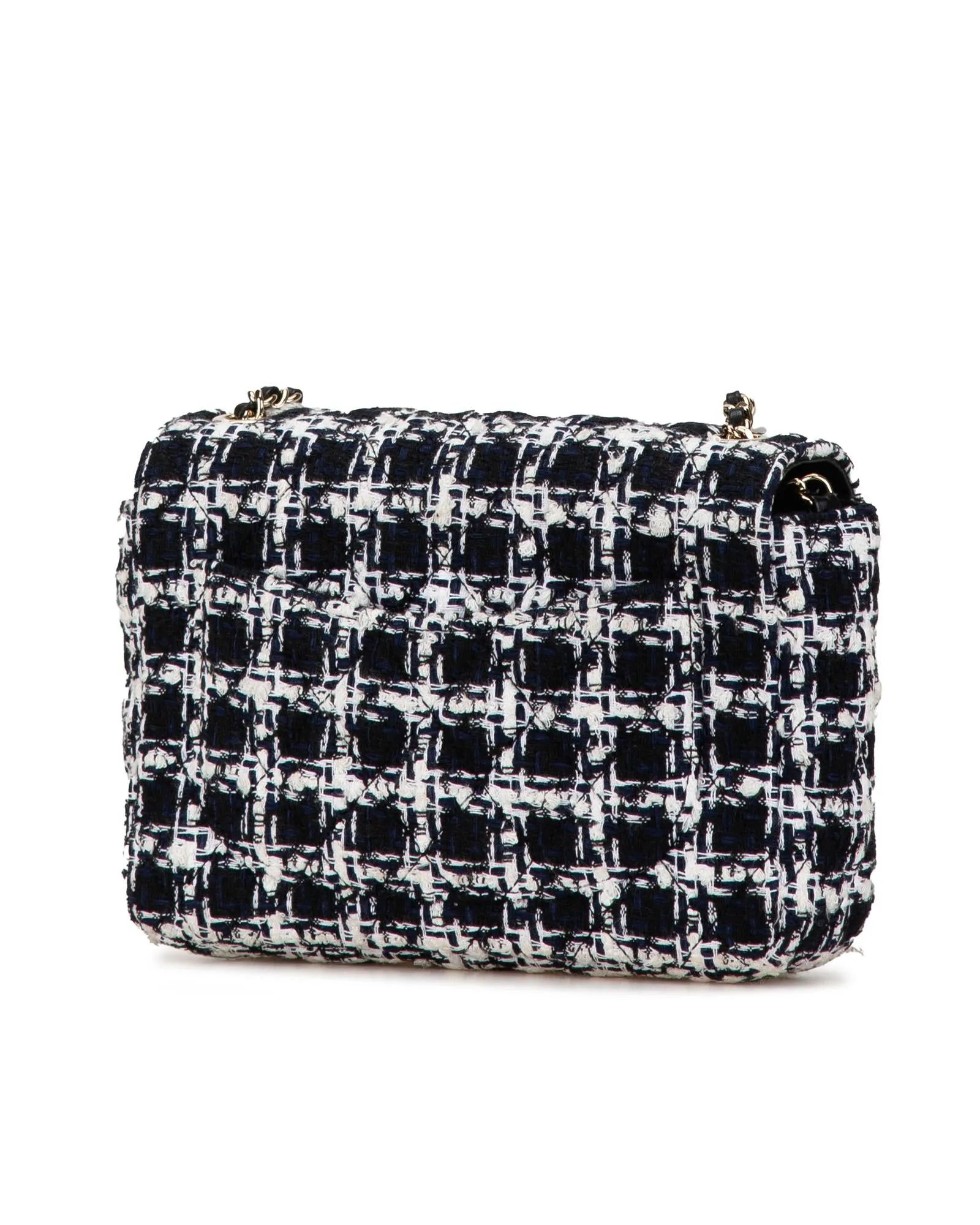 Mini Tweed Resin Heart Flap Crossbody Bag