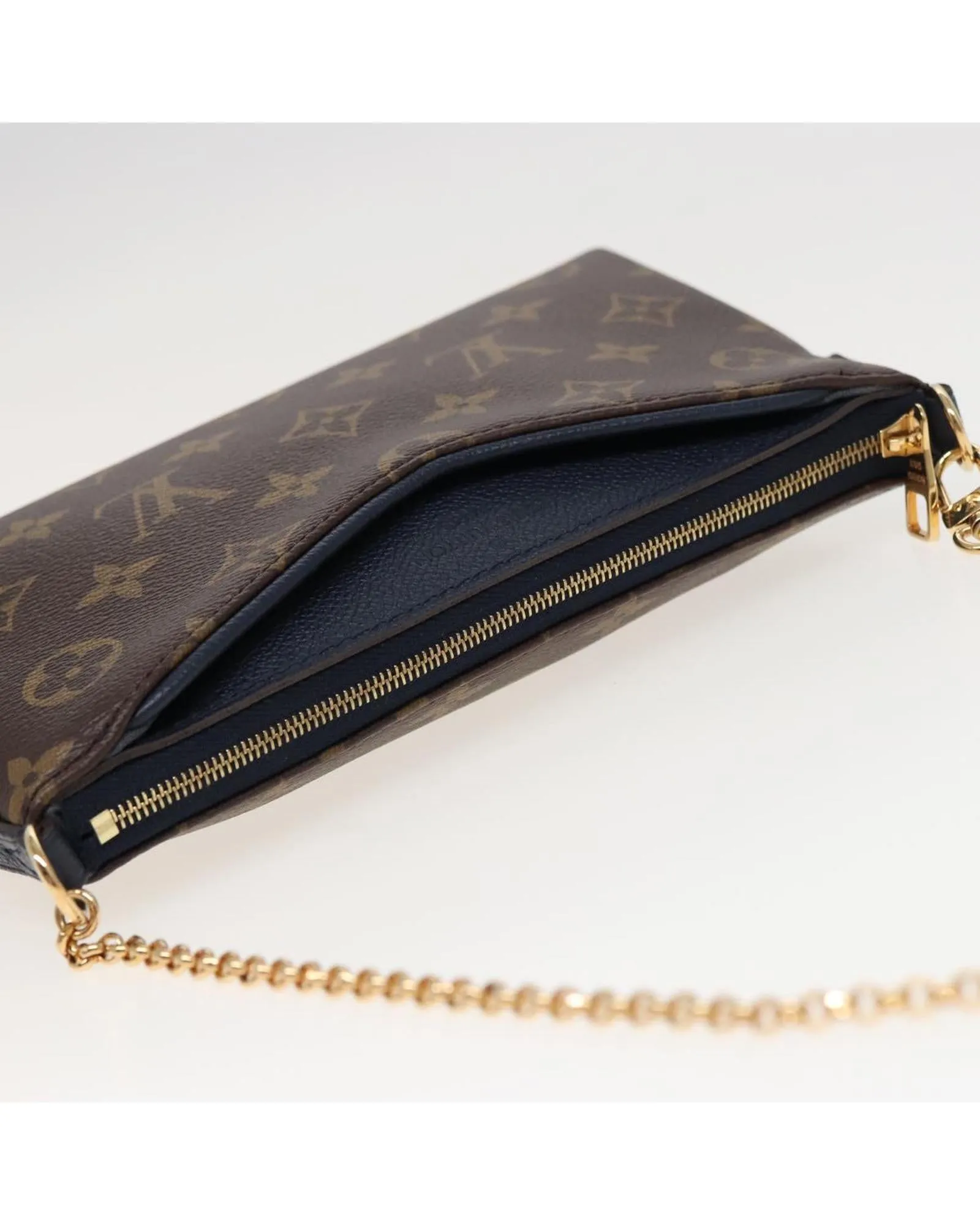 Monogram Canvas Pallas Clutch Bag with Shoulder Strap and Dust Bag