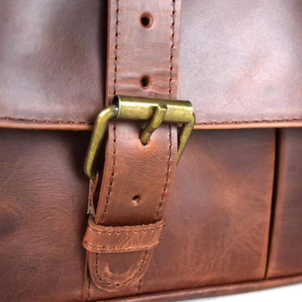 Montana Portfolio Briefcase in Rustic Brown Leather - FINAL SALE NO EXCHANGE