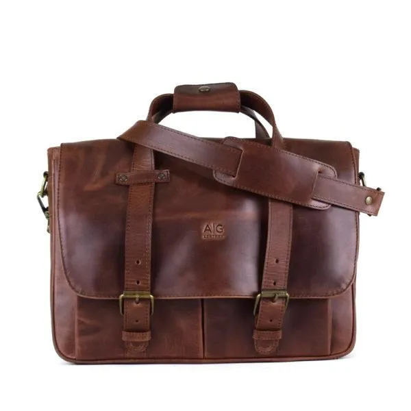 Montana Portfolio Briefcase in Rustic Brown Leather - FINAL SALE NO EXCHANGE