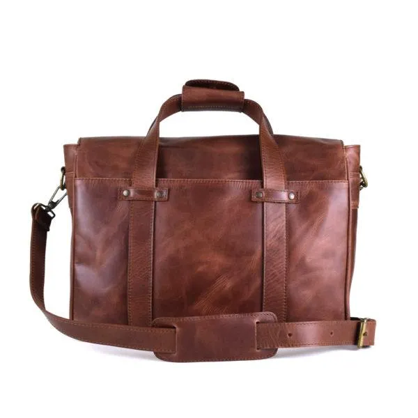 Montana Portfolio Briefcase in Rustic Brown Leather - FINAL SALE NO EXCHANGE